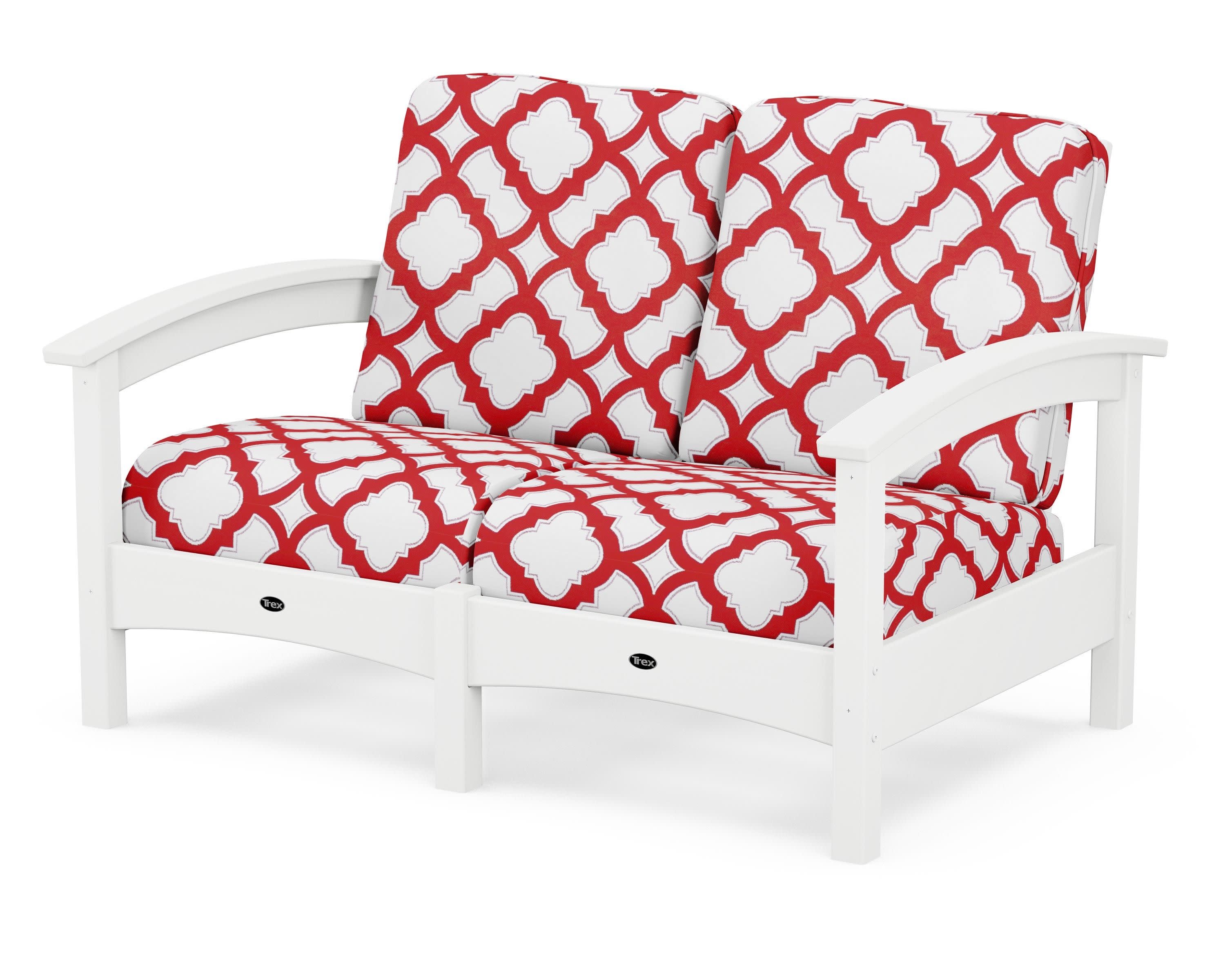 Rockport Club Loveseat in Classic White / Trellis Crimson