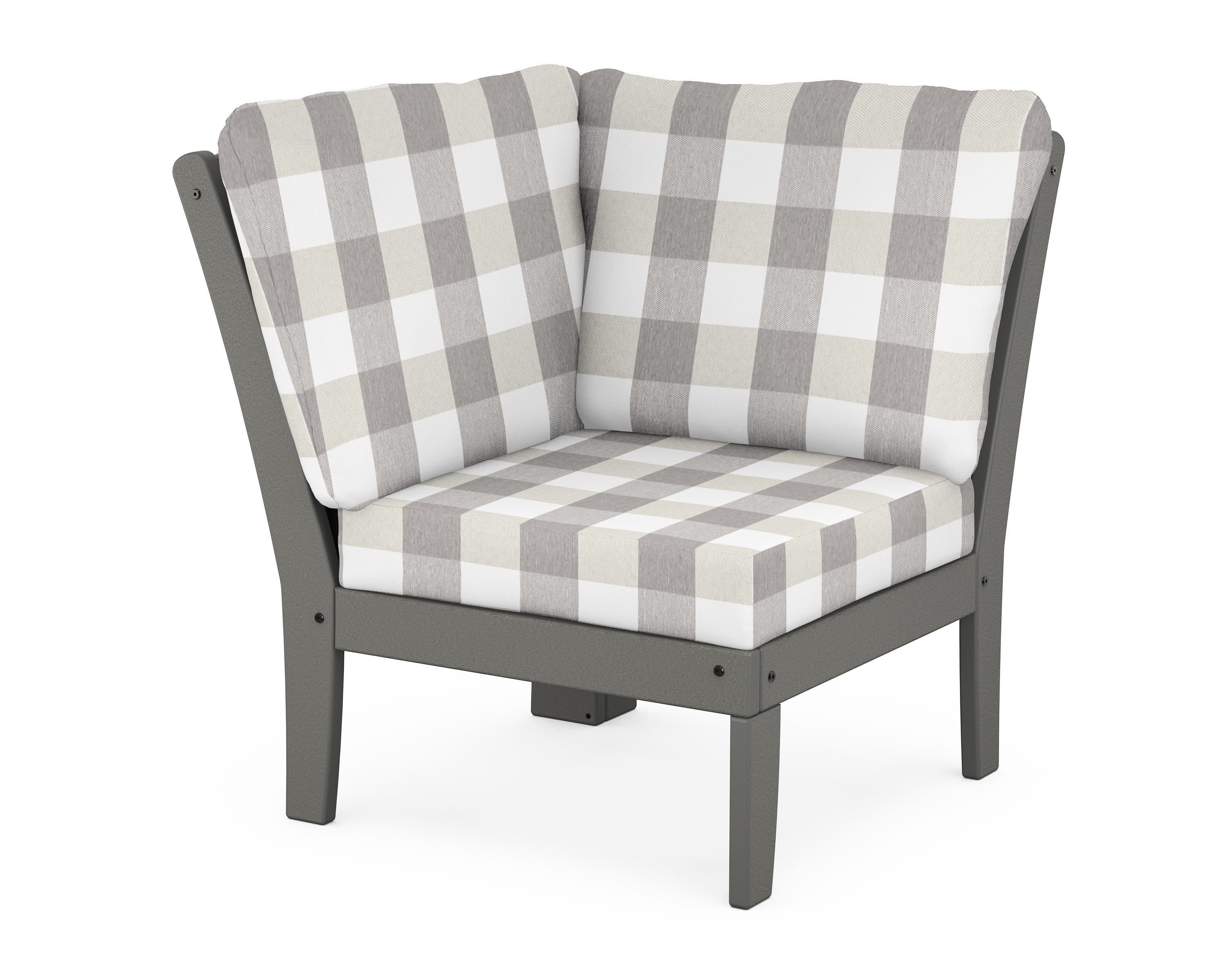 Yacht Club Modular Corner Chair in Stepping Stone / Buffalo Plaid Grey Mist