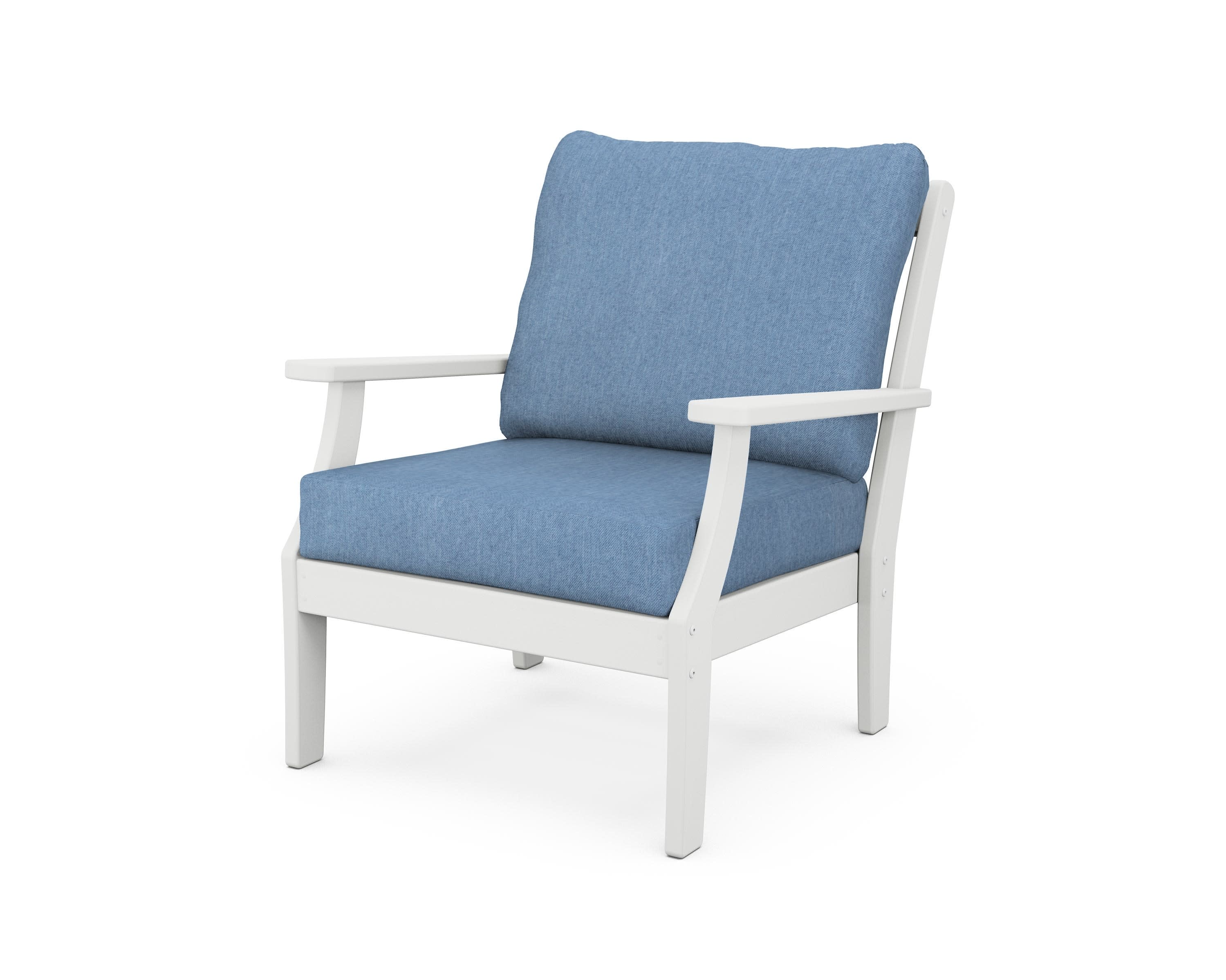 Yacht Club Deep Seating Chair in Classic White / Sky Blue