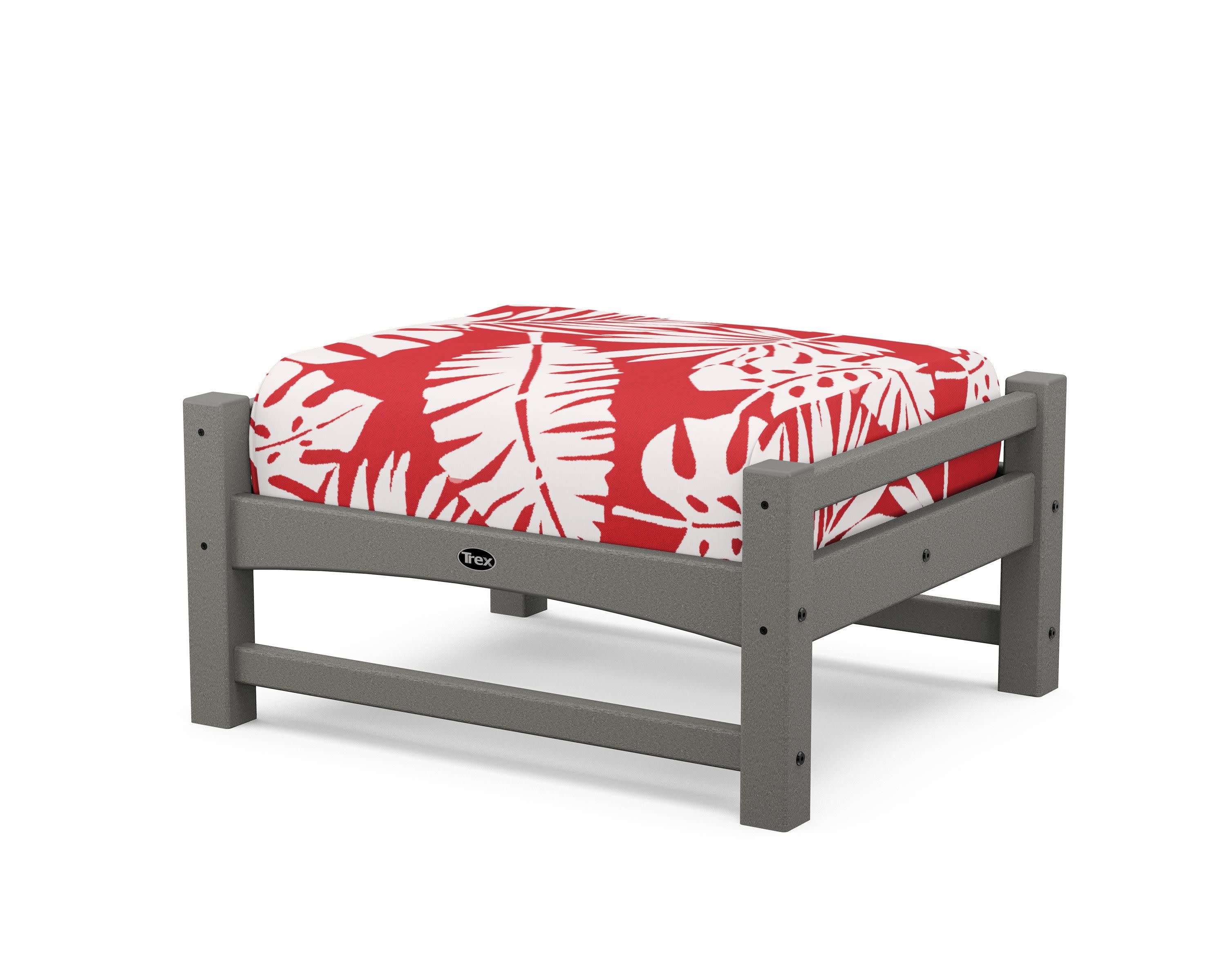 Rockport Club Ottoman in Stepping Stone / Leaf Crimson