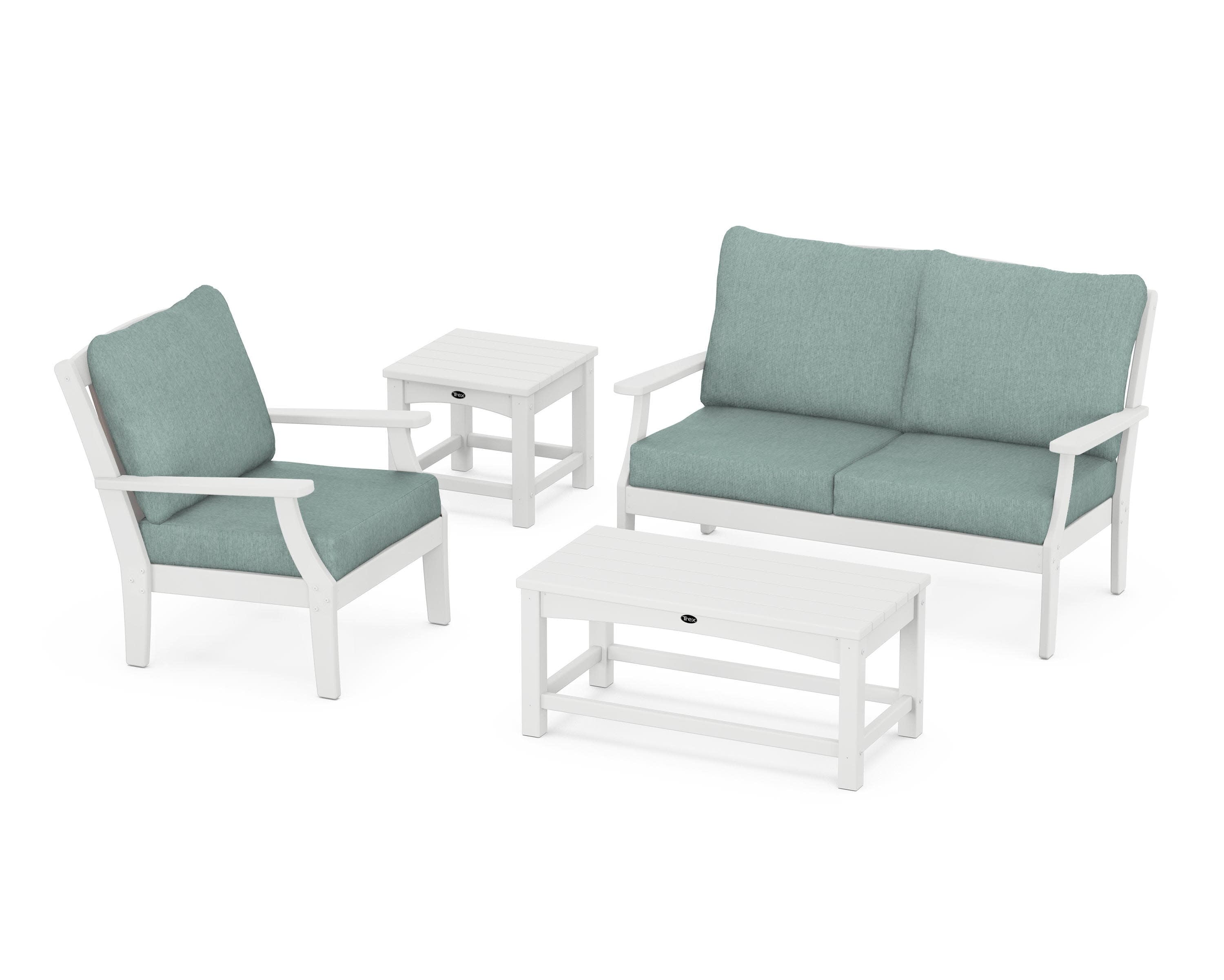 Yacht Club 4-Piece Deep Seating Set in Classic White / Glacier Spa