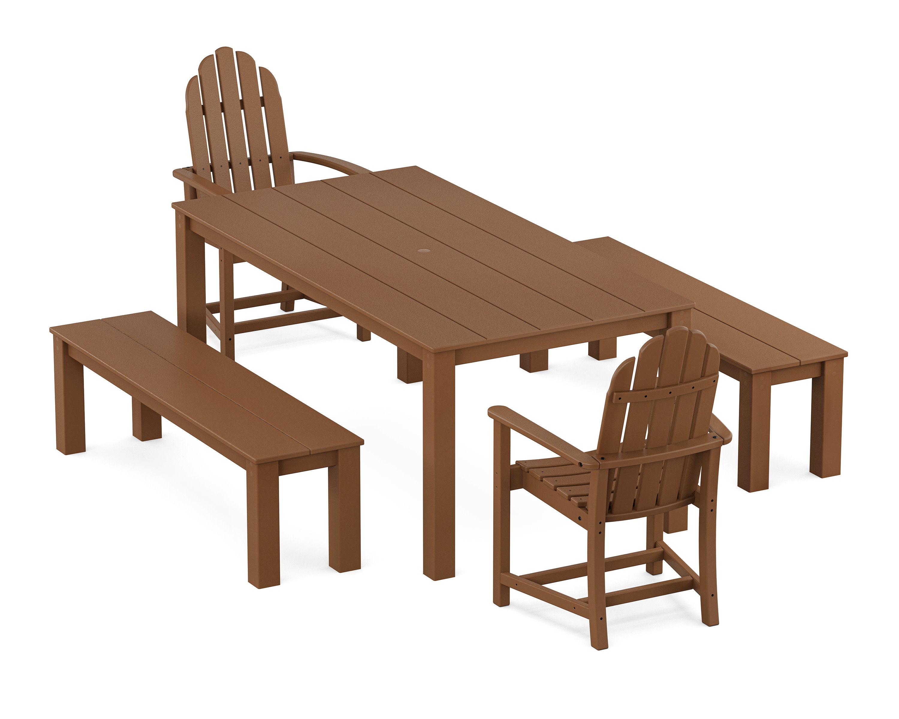 Cape Cod Adirondack 5-Piece Parsons Dining Set with Benches in Tree House
