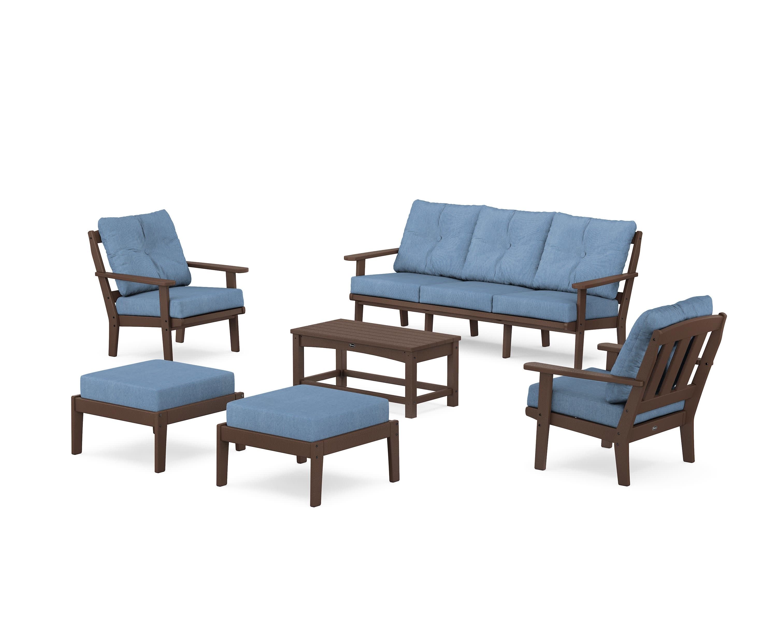 Cape Cod 6-Piece Lounge Sofa Set in Vintage Lantern / Sky Blue