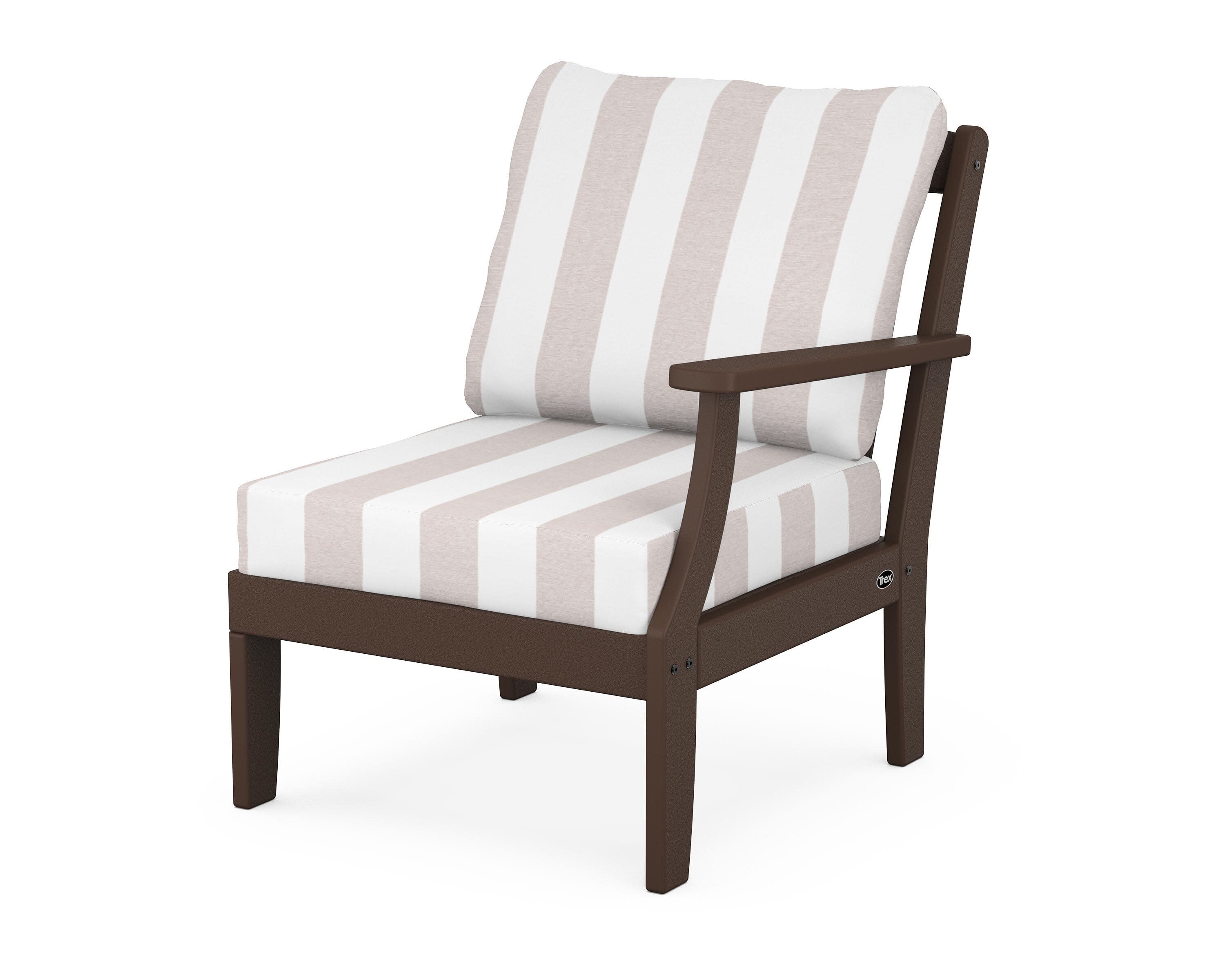 Yacht Club Modular Right Arm Chair in Vintage Lantern / Cabana Stripe Dune Burlap