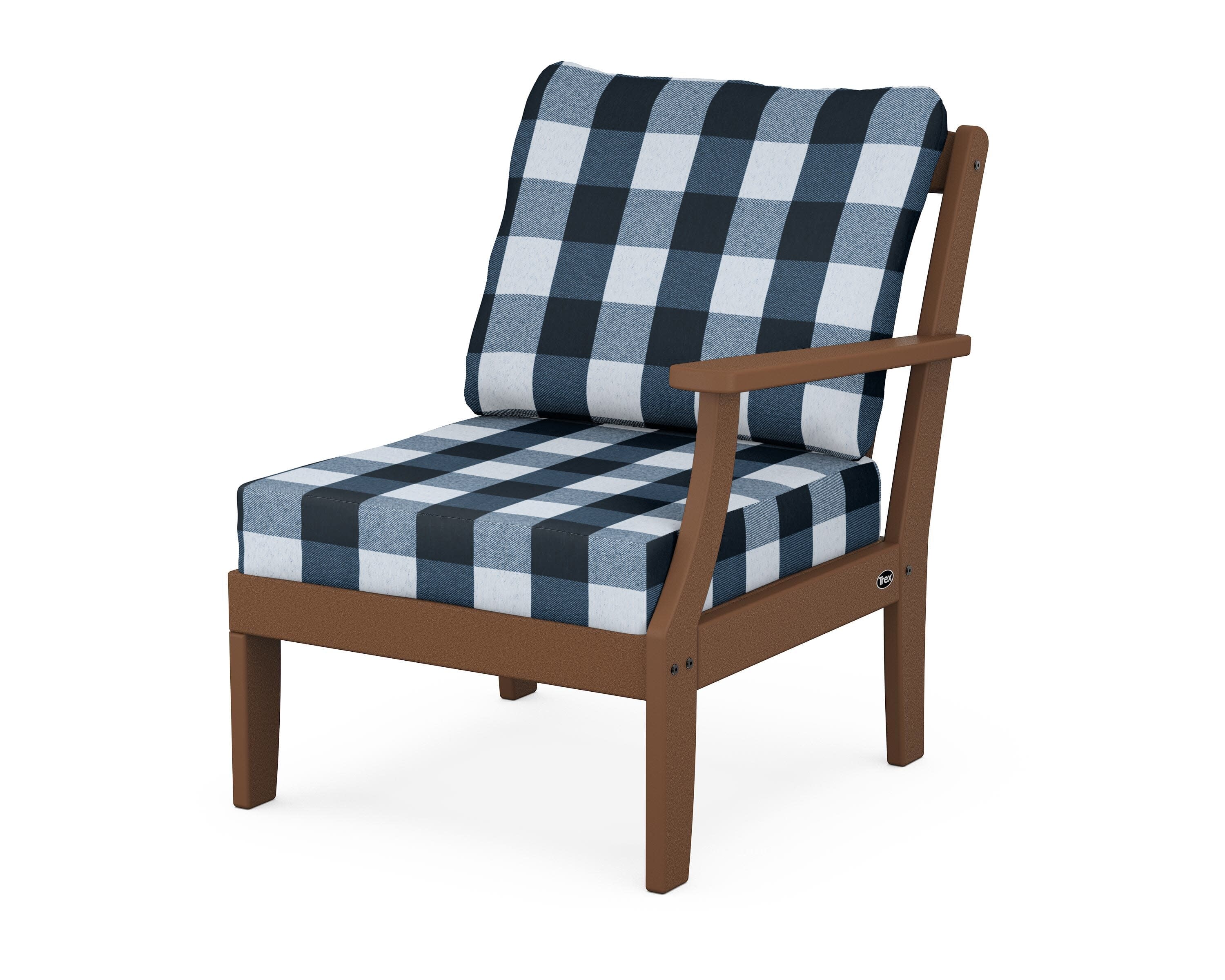 Yacht Club Modular Right Arm Chair in Tree House / Buffalo Plaid Marine Indigo