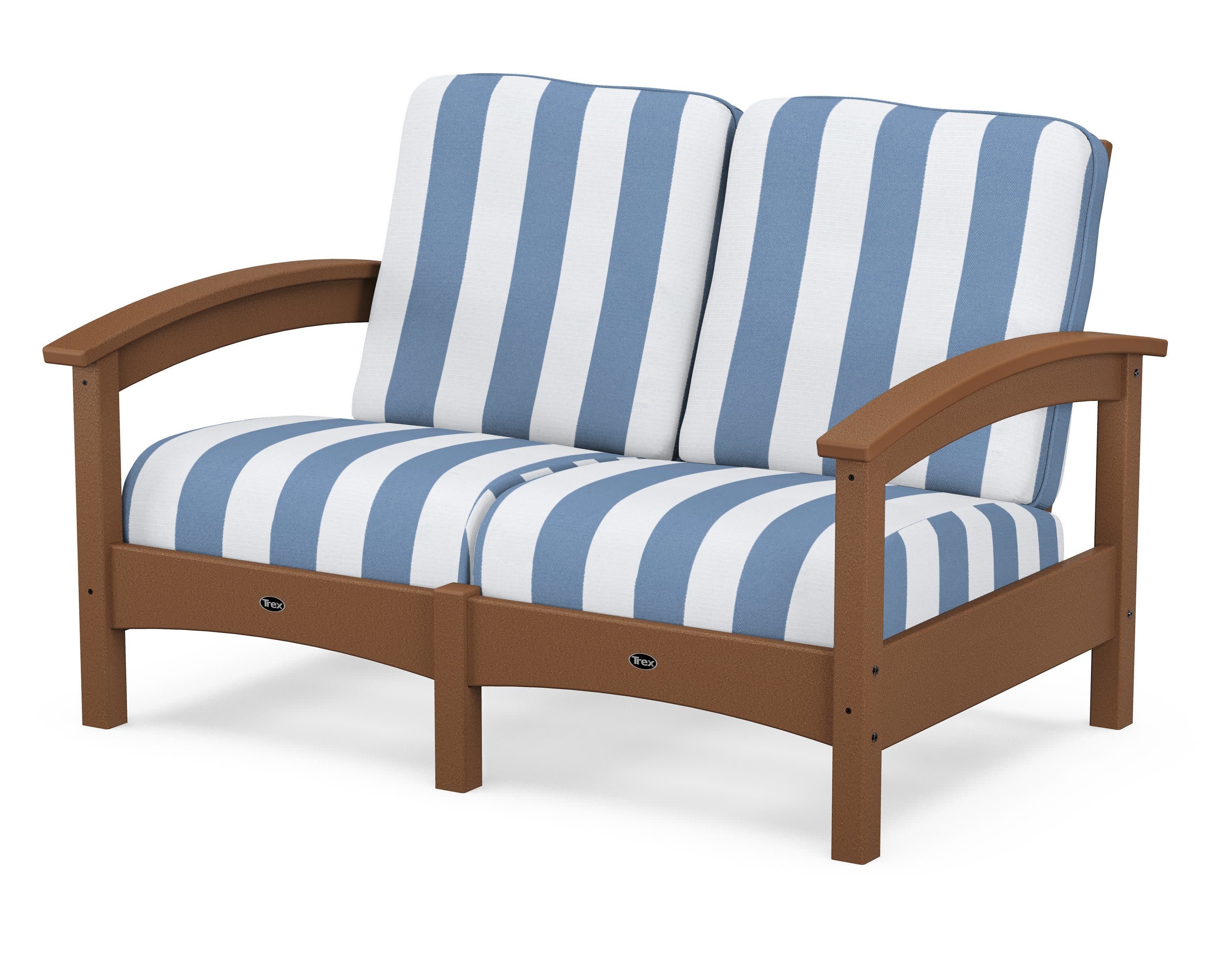 Rockport Club Loveseat in Tree House / Cabana Stripe Sky Blue