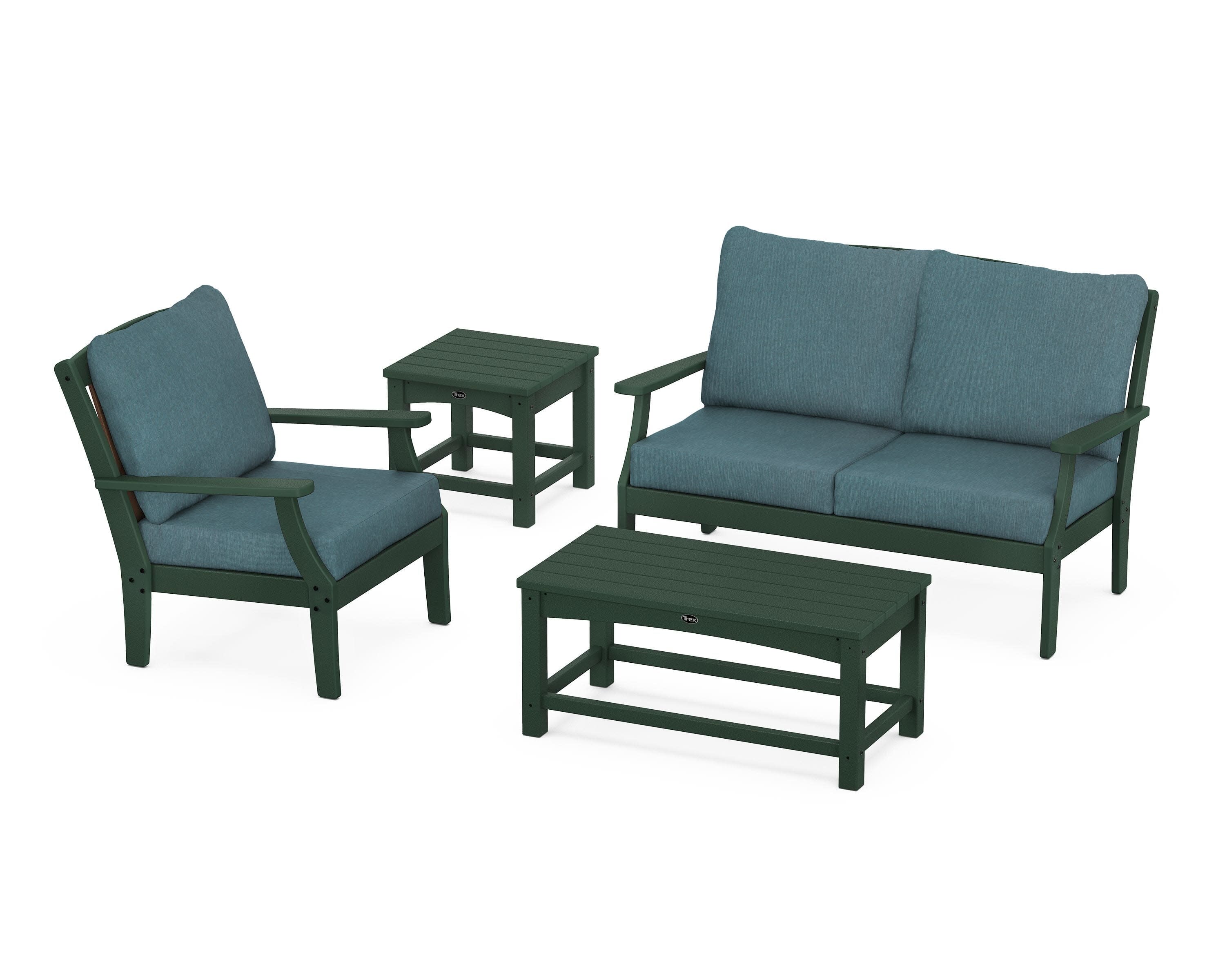 Yacht Club 4-Piece Deep Seating Set in Rainforest Canopy / Ocean Teal