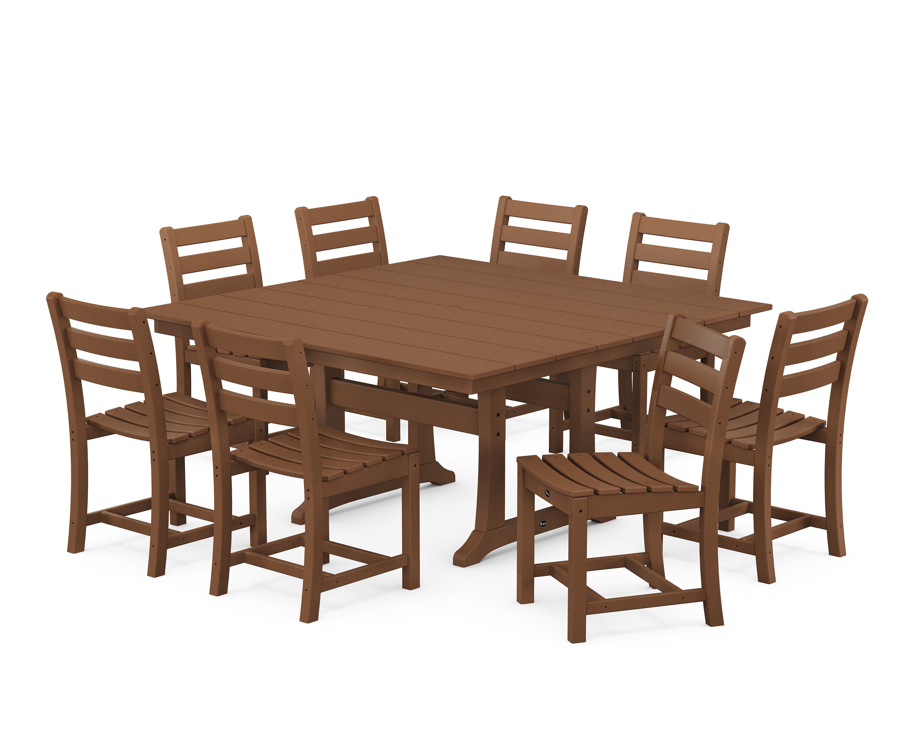 Monterey Bay 9-Piece Farmhouse Trestle Dining Set in Tree House