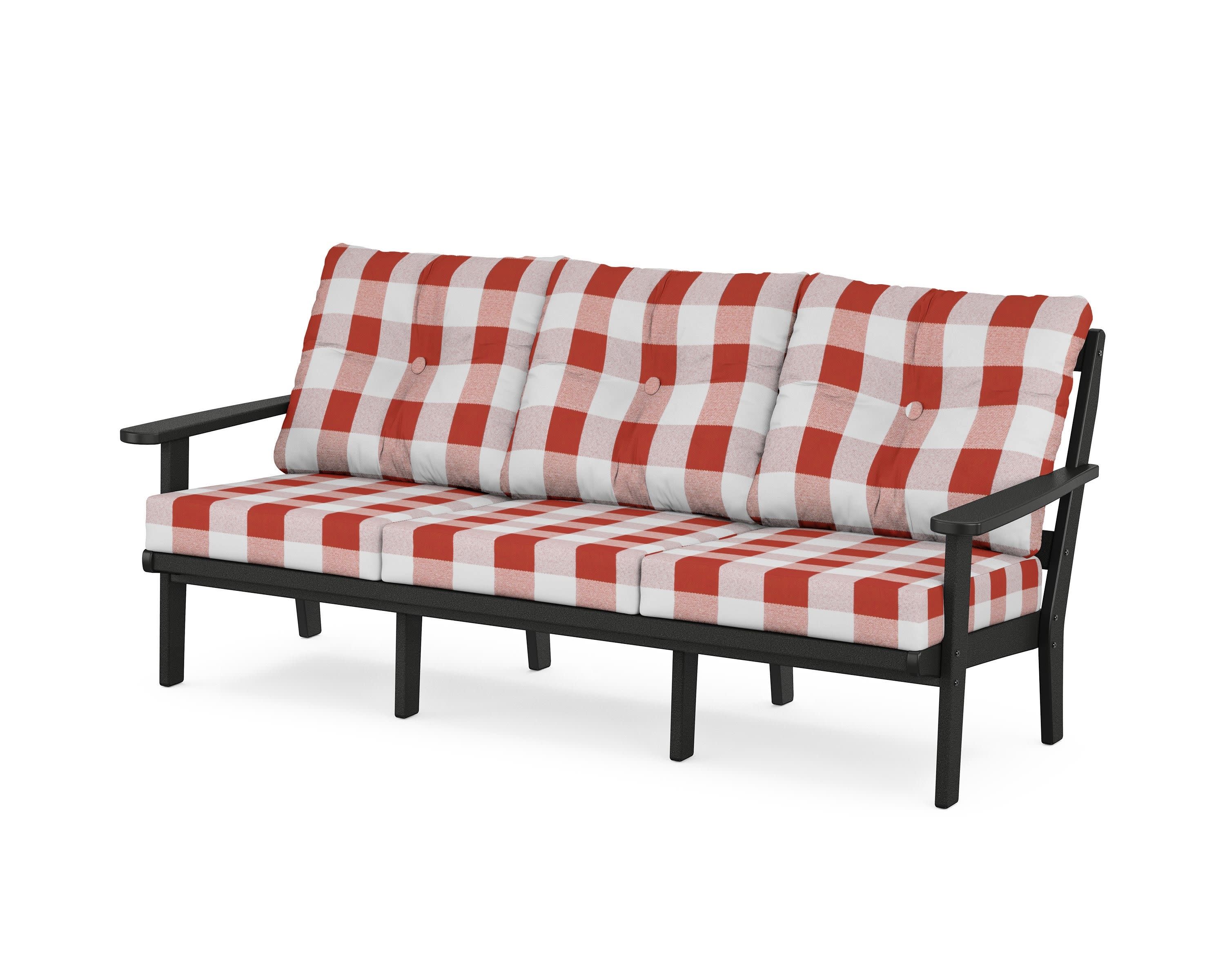 Cape Cod Deep Seating Sofa in Charcoal Black / Buffalo Plaid Crimson