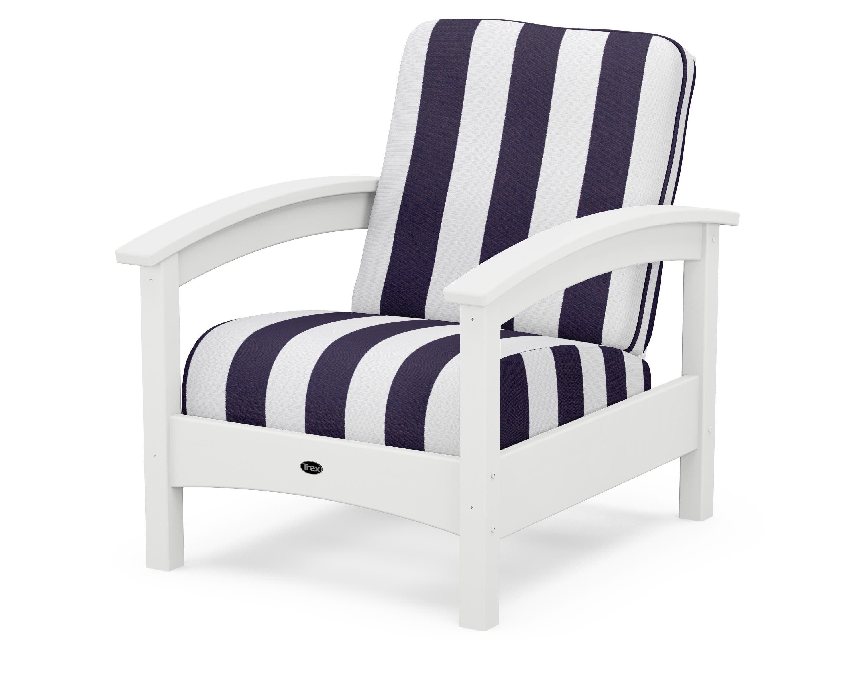 Rockport Club Chair in Classic White / Cabana Stripe Navy