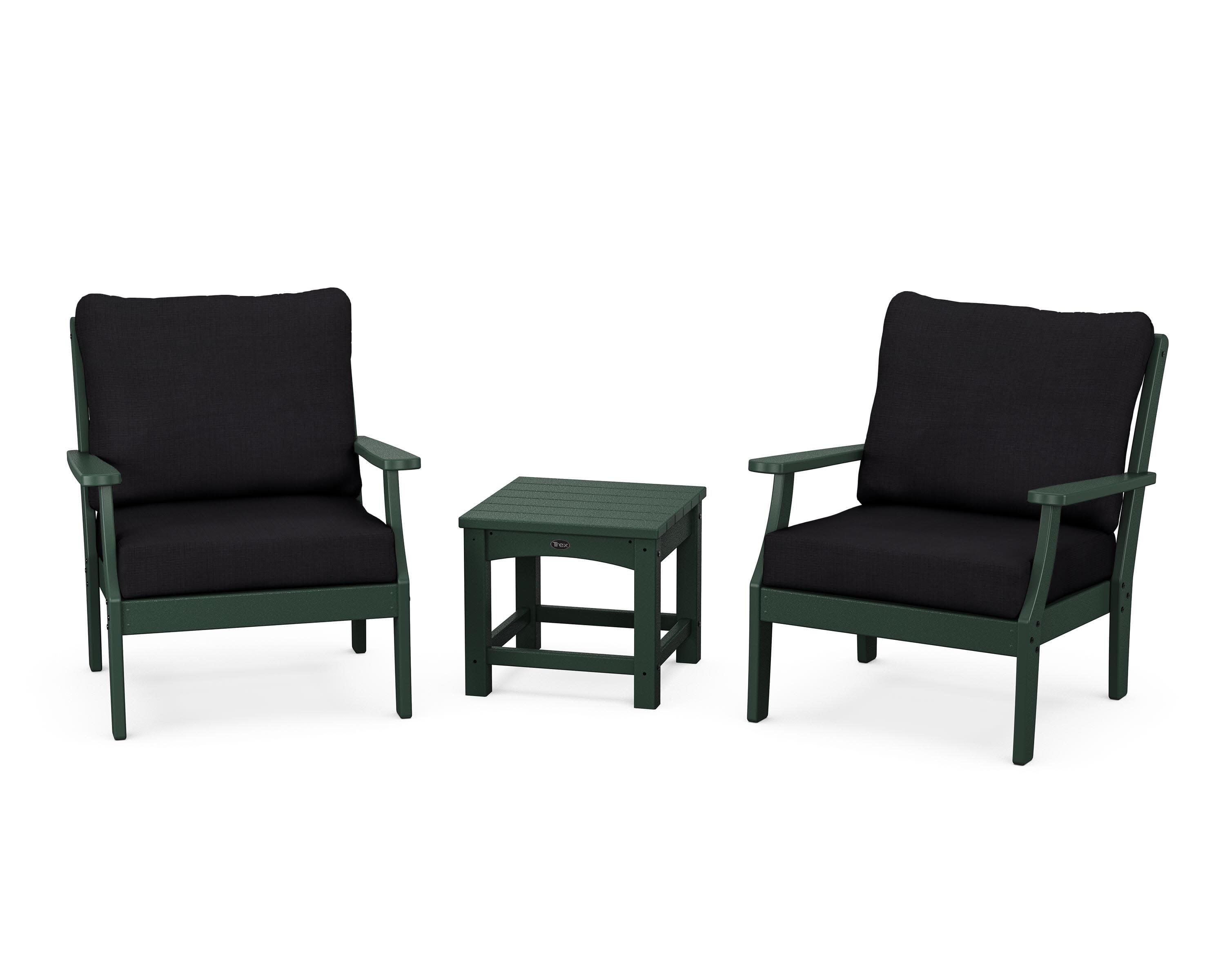 Yacht Club 3-Piece Deep Seating Set in Rainforest Canopy / Midnight Linen