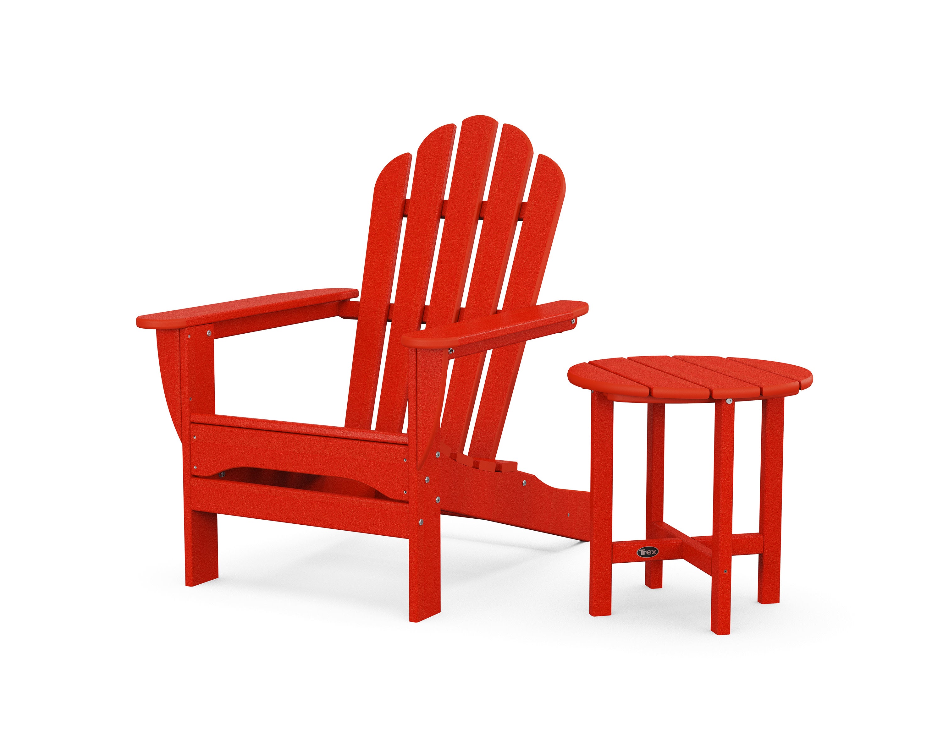 Monterey Bay Adirondack Chair with Side Table in Sunset Red