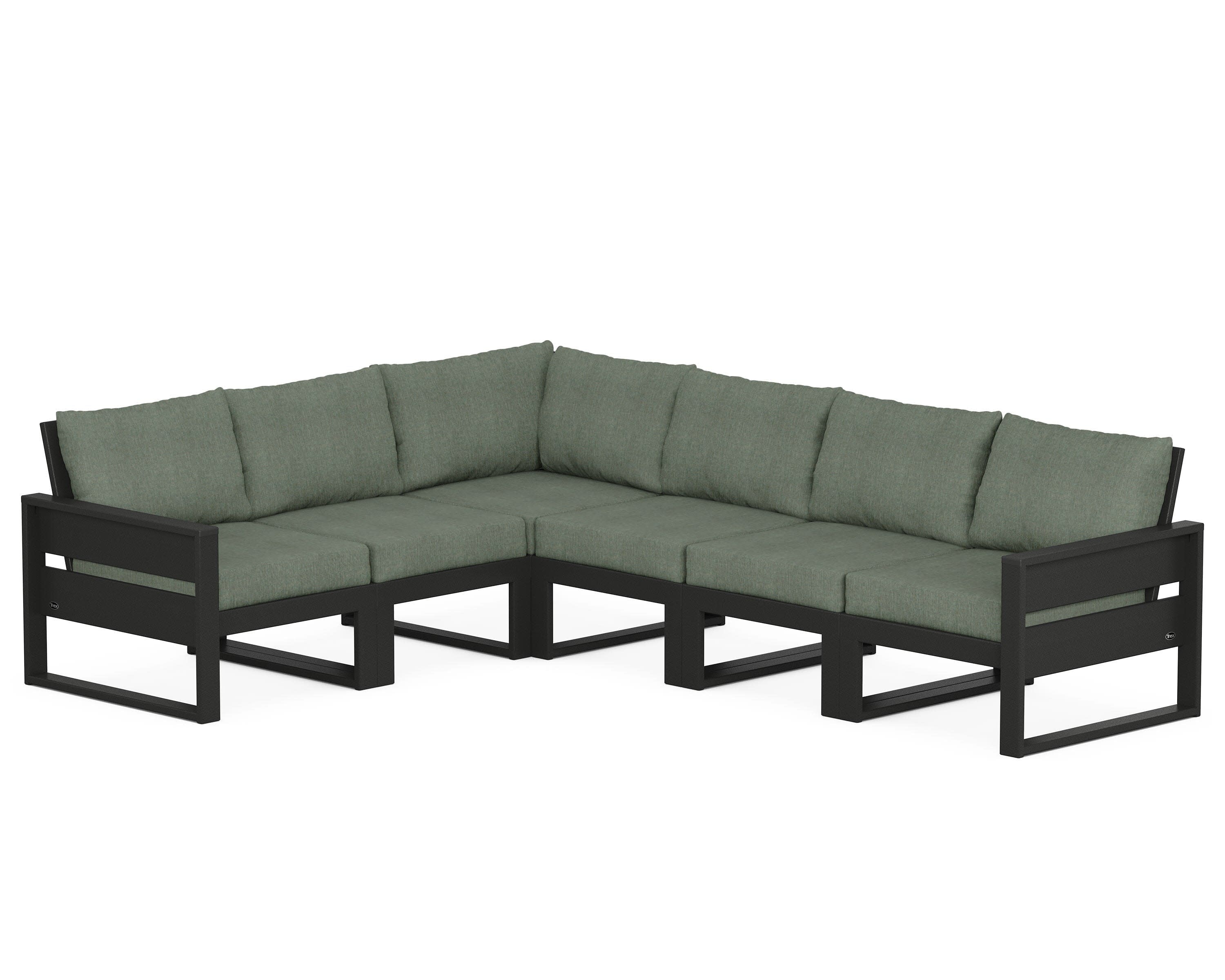 Eastport 6-Piece Sectional in Charcoal Black / Cast Sage