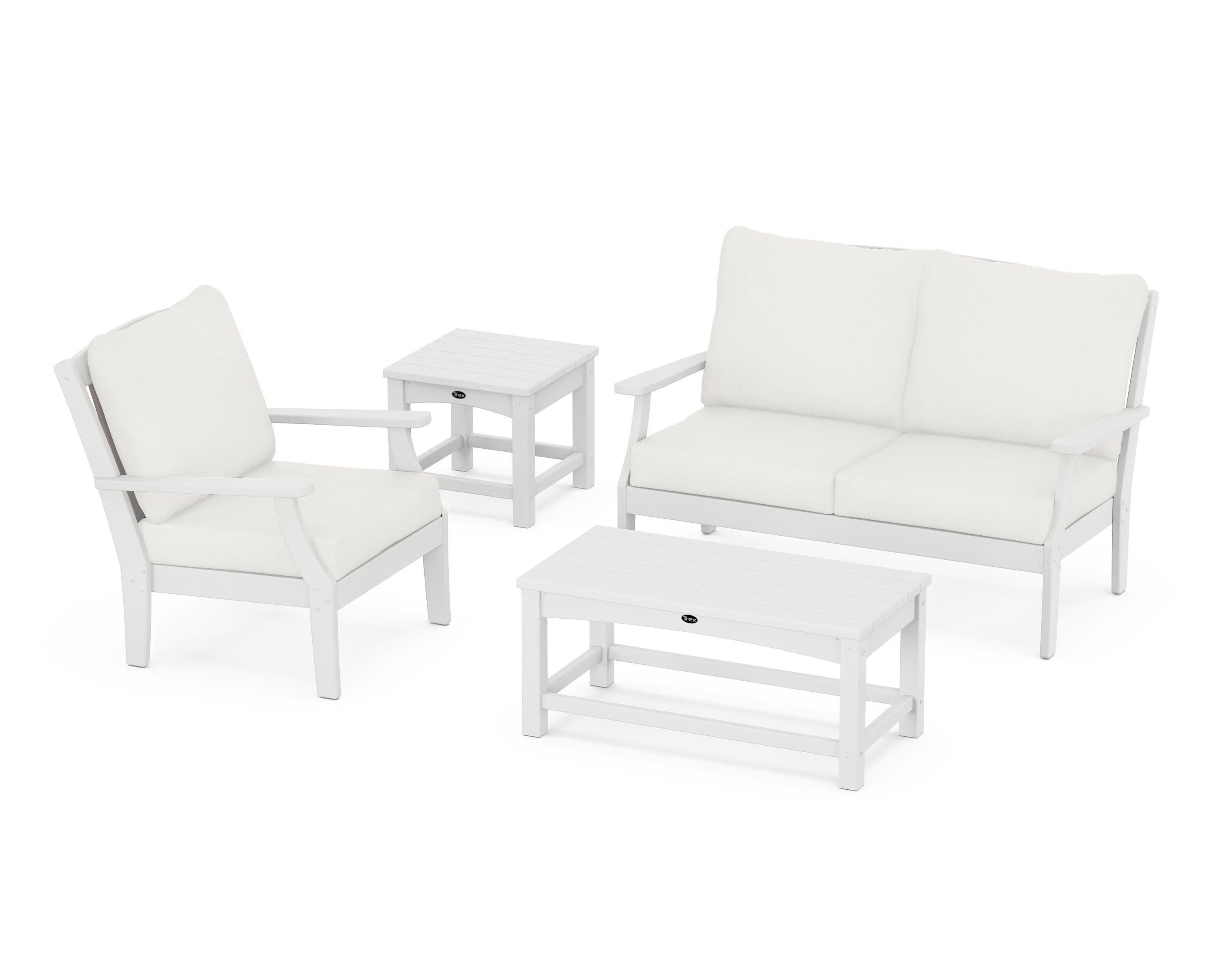 Yacht Club 4-Piece Deep Seating Set in Classic White / Natural Linen