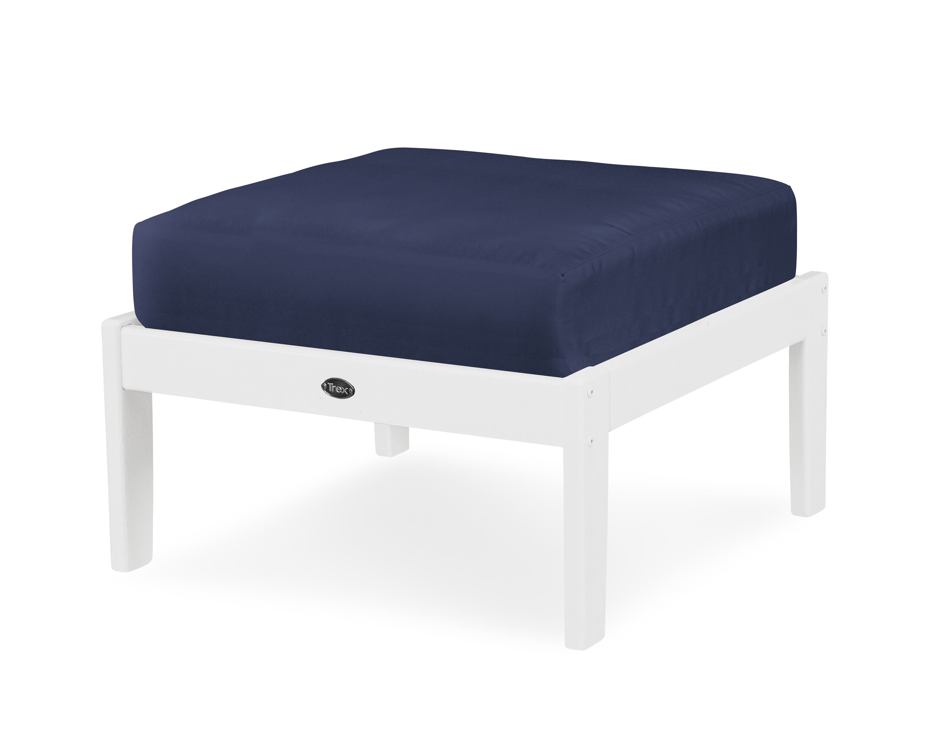 Yacht Club Deep Seating Ottoman in Classic White / Navy