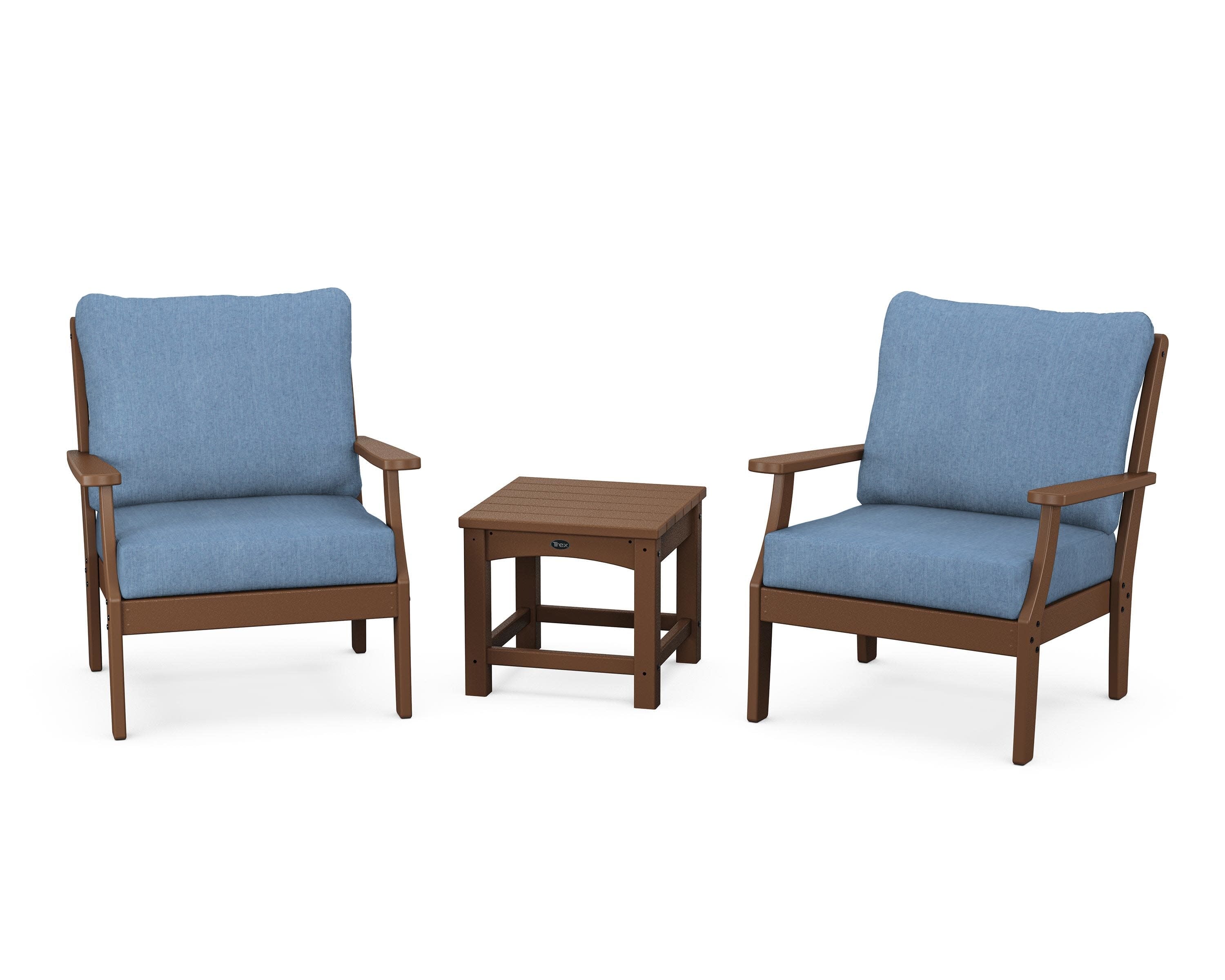 Yacht Club 3-Piece Deep Seating Set in Tree House / Sky Blue