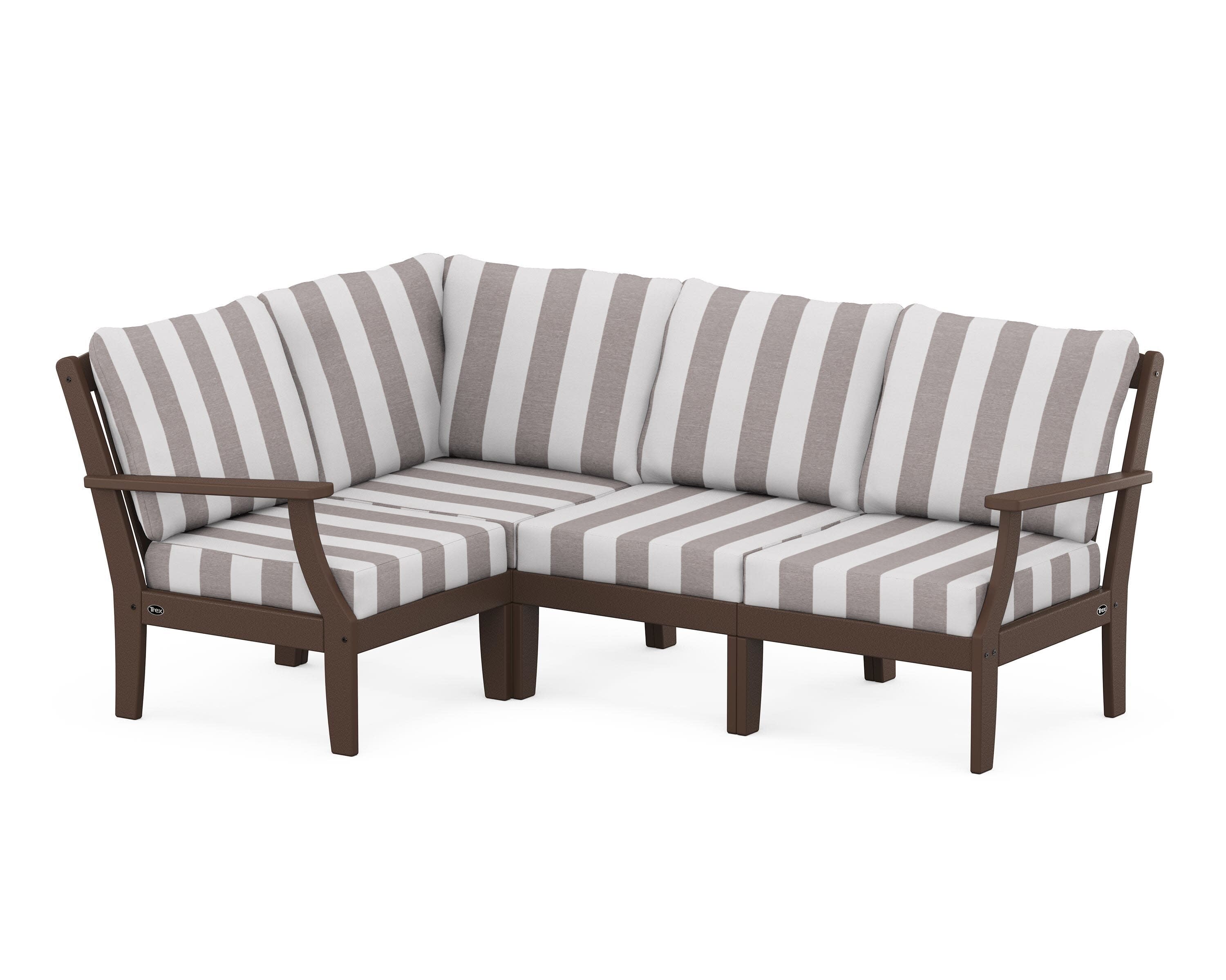 Yacht Club Modular 4-Piece Deep Seating Set in Vintage Lantern / Cabana Stripe Grey Mist