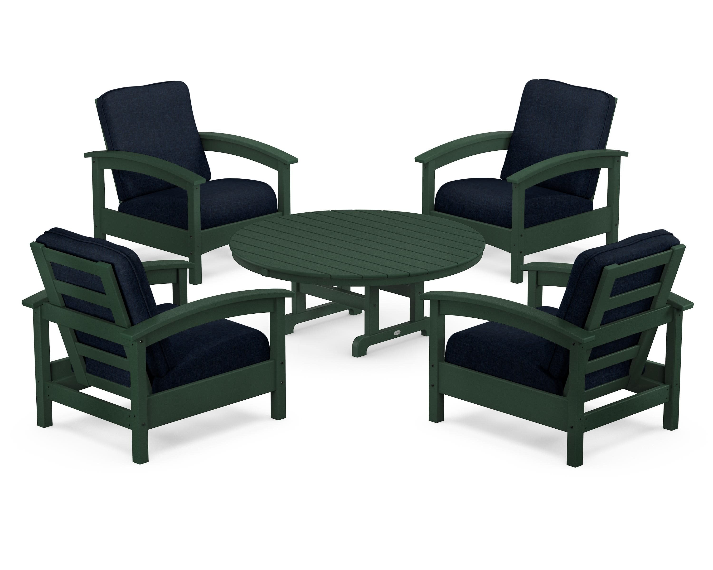 Rockport 5-Piece Deep Seating Set in Rainforest Canopy / Marine Indigo