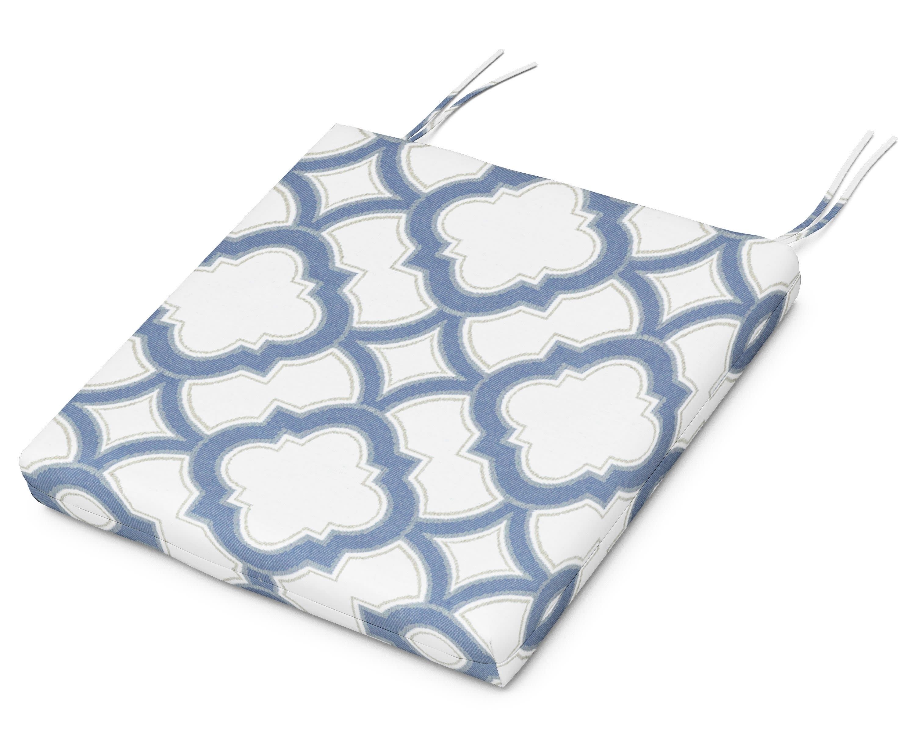 Seat Cushion - 17.5"D x 20"W x 2.5"H in Trellis Sky Blue