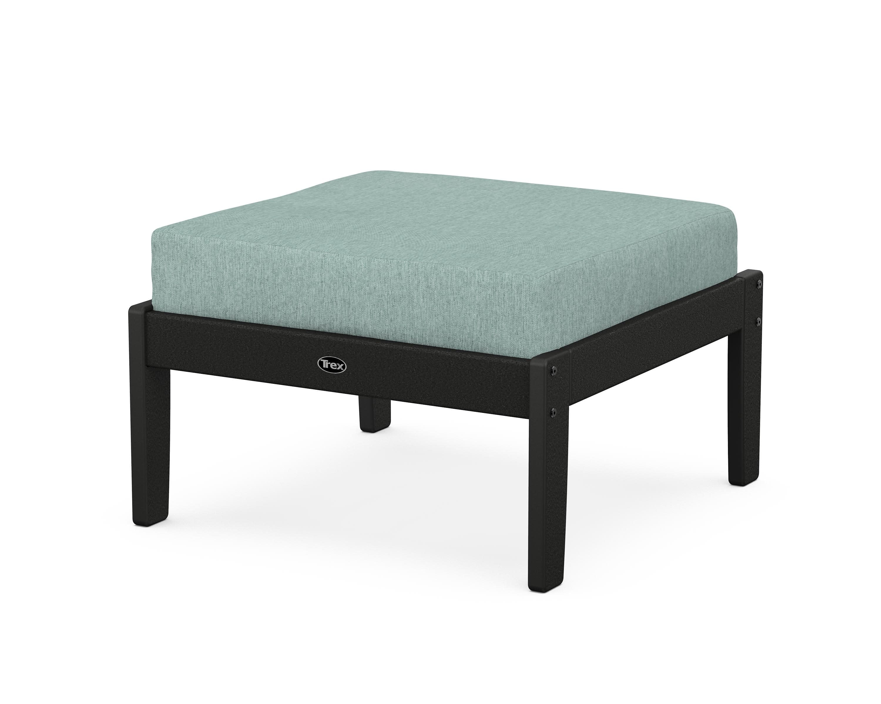 Yacht Club Deep Seating Ottoman in Charcoal Black / Glacier Spa