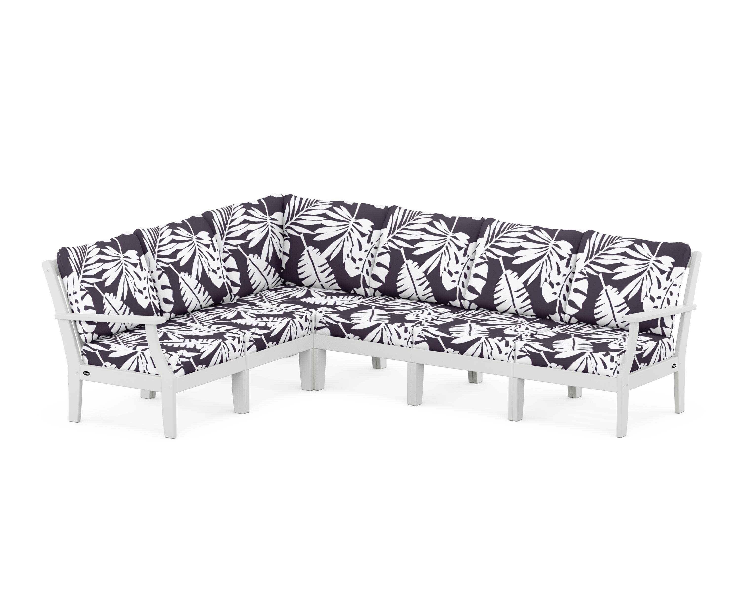 Yacht Club Modular 6-Piece Deep Seating Set in Classic White / Leaf Navy