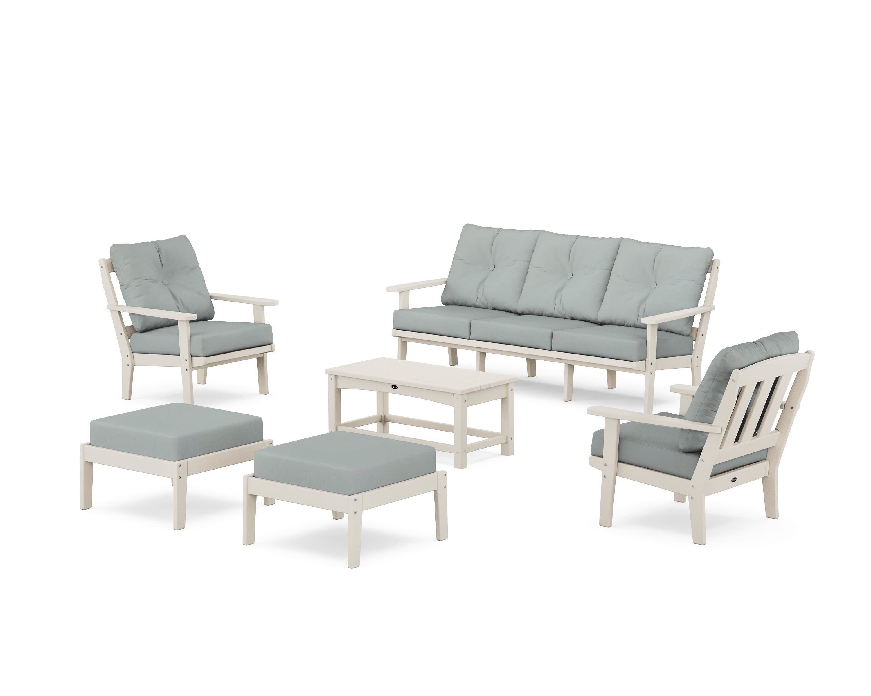 Cape Cod 6-Piece Lounge Sofa Set in Sand Castle / Spa