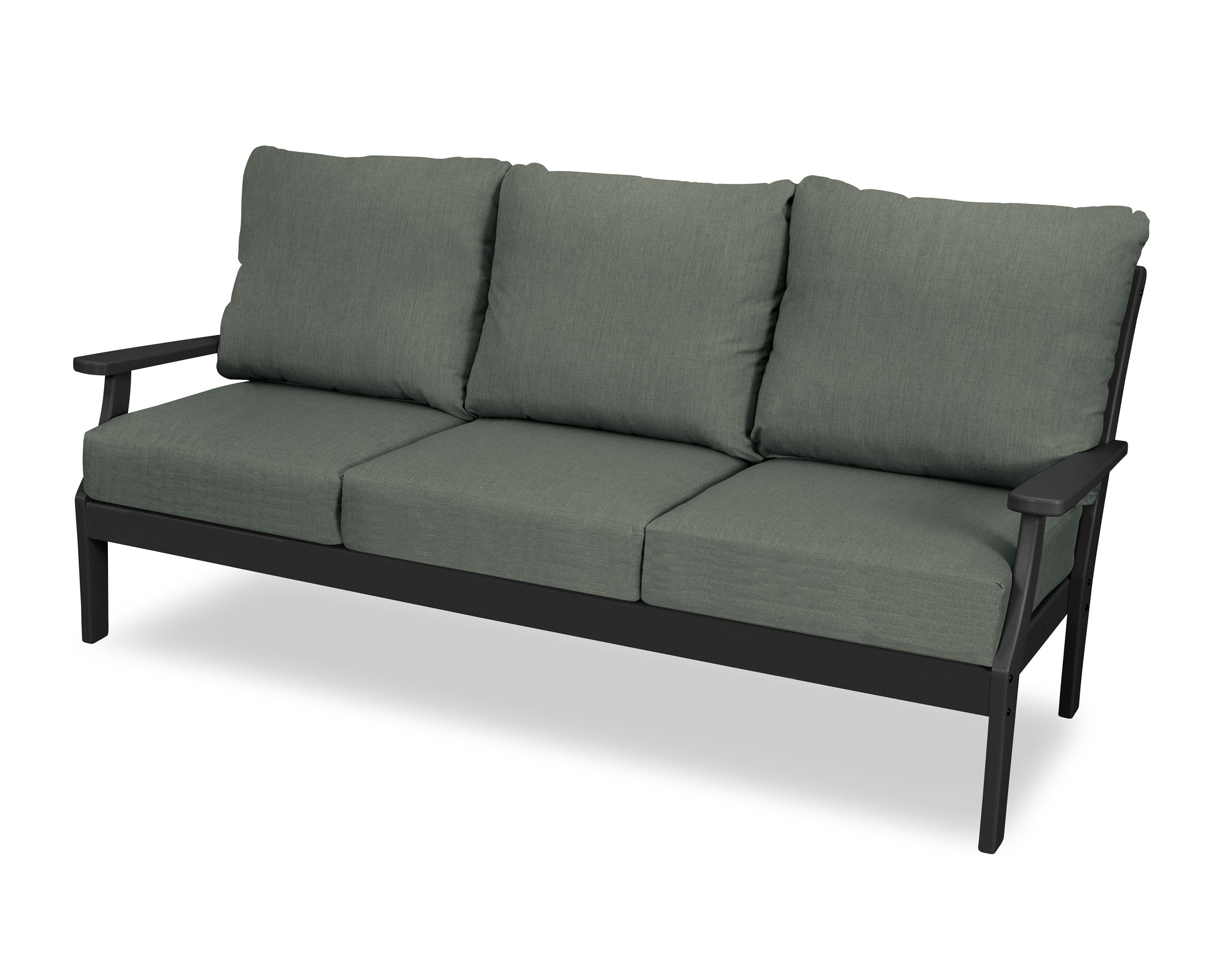 Yacht Club Deep Seating Sofa in Charcoal Black / Cast Sage