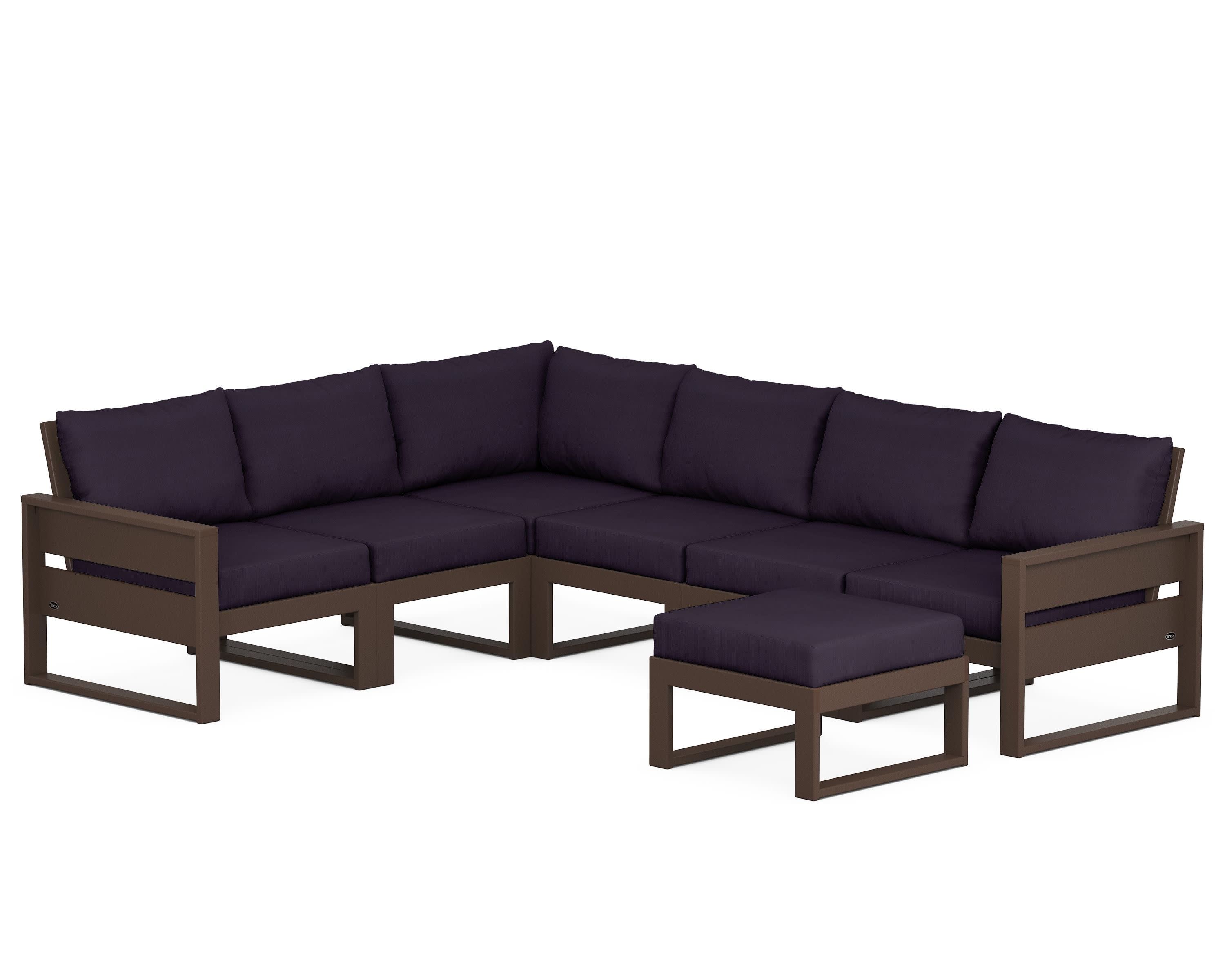 Eastport 6-Piece Sectional with Ottoman in Vintage Lantern / Navy Linen