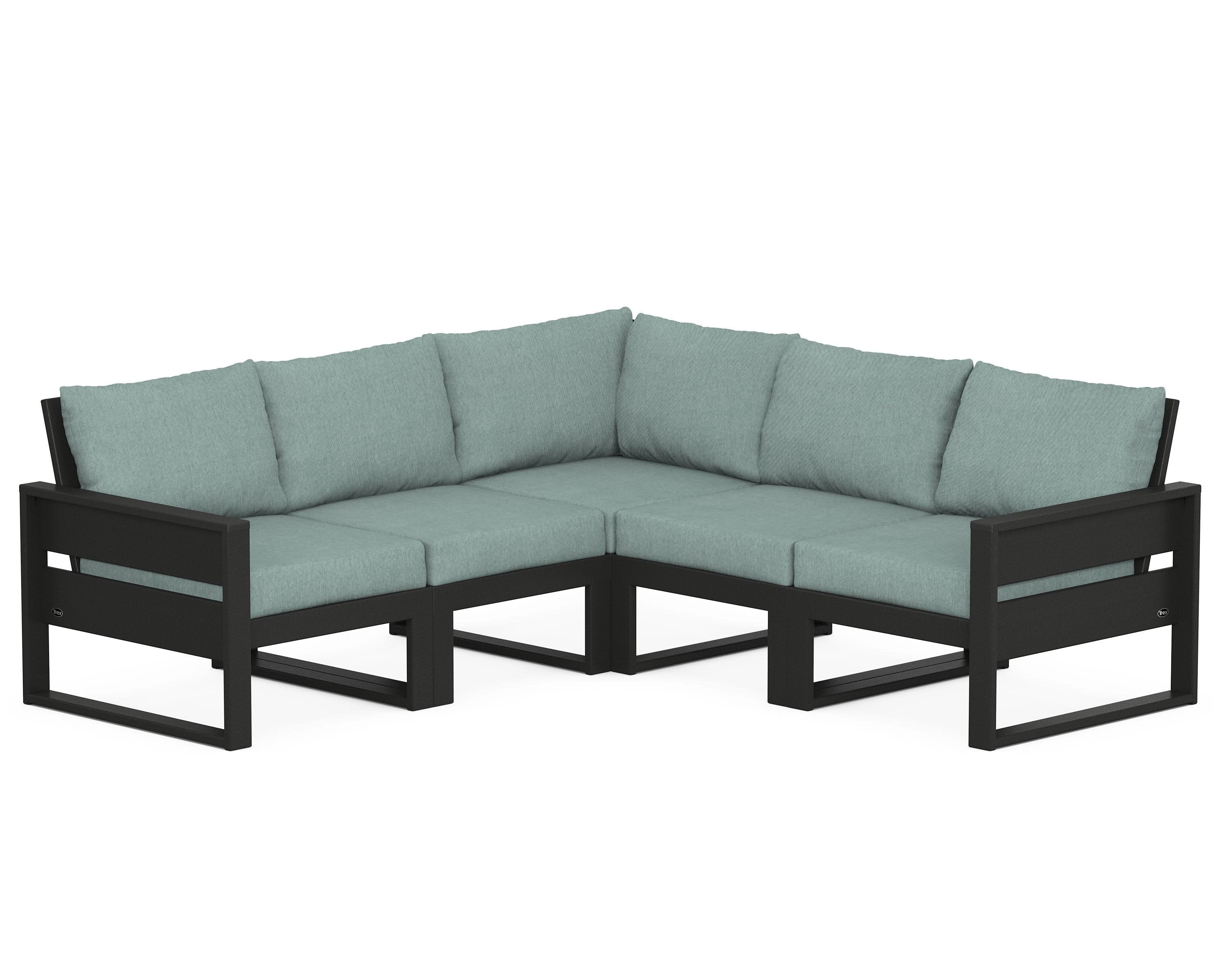 Eastport 5-Piece Sectional in Charcoal Black / Glacier Spa