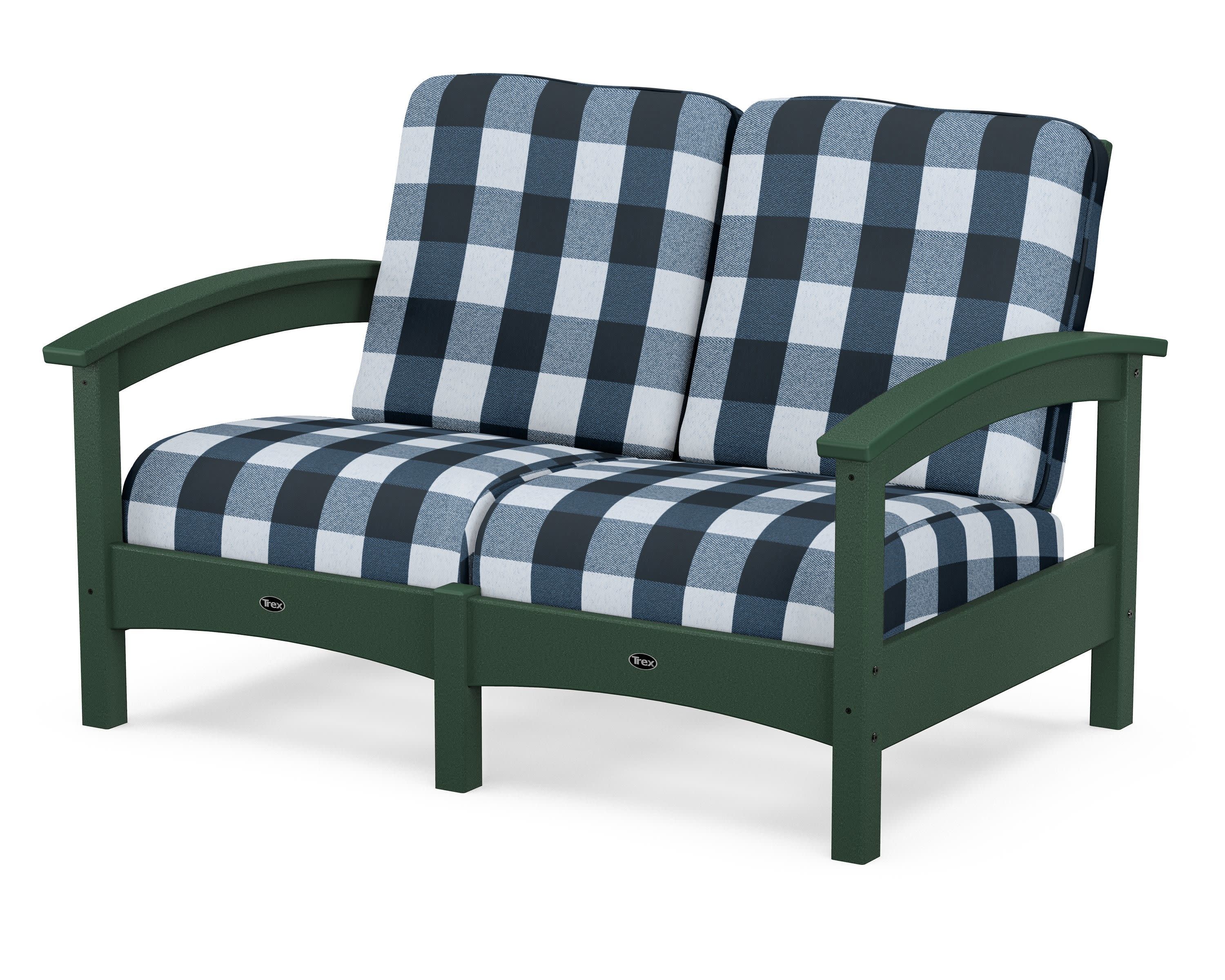 Rockport Club Loveseat in Rainforest Canopy / Buffalo Plaid Marine Indigo
