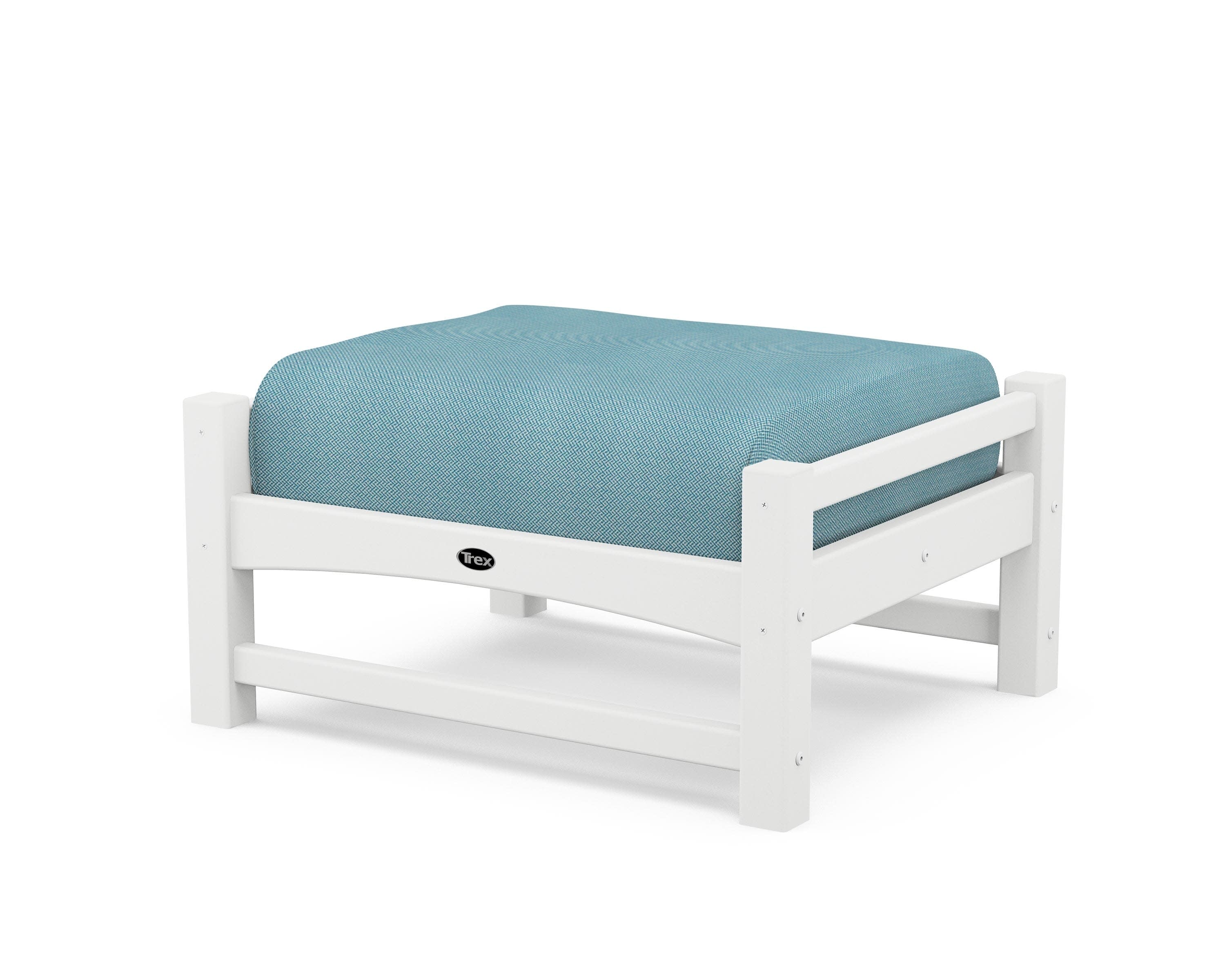 Rockport Club Ottoman in Classic White / Lattice Sky Blue