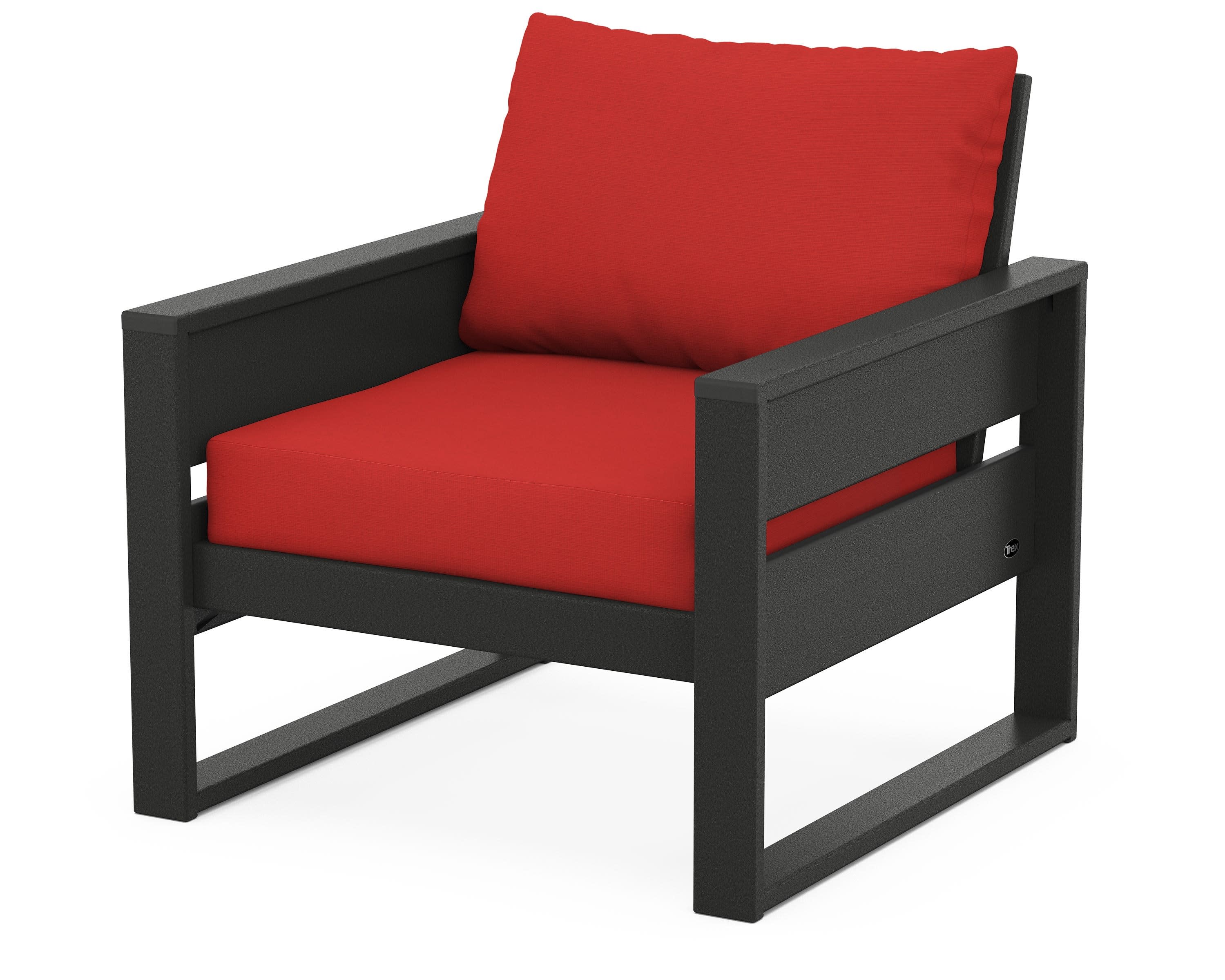 Eastport Club Chair in Charcoal Black / Crimson Linen