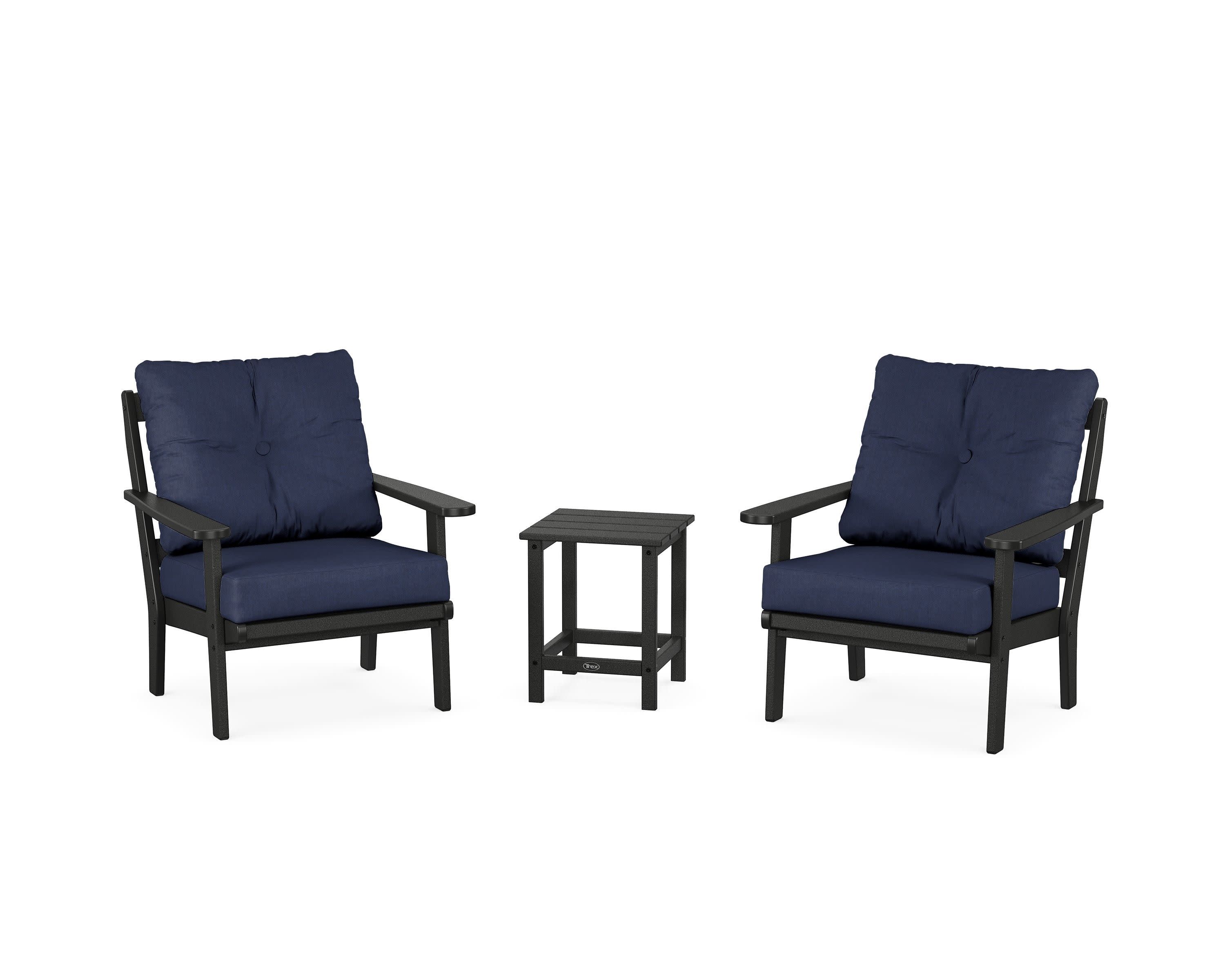 Cape Cod 3-Piece Deep Seating Set in Charcoal Black / Spectrum Indigo