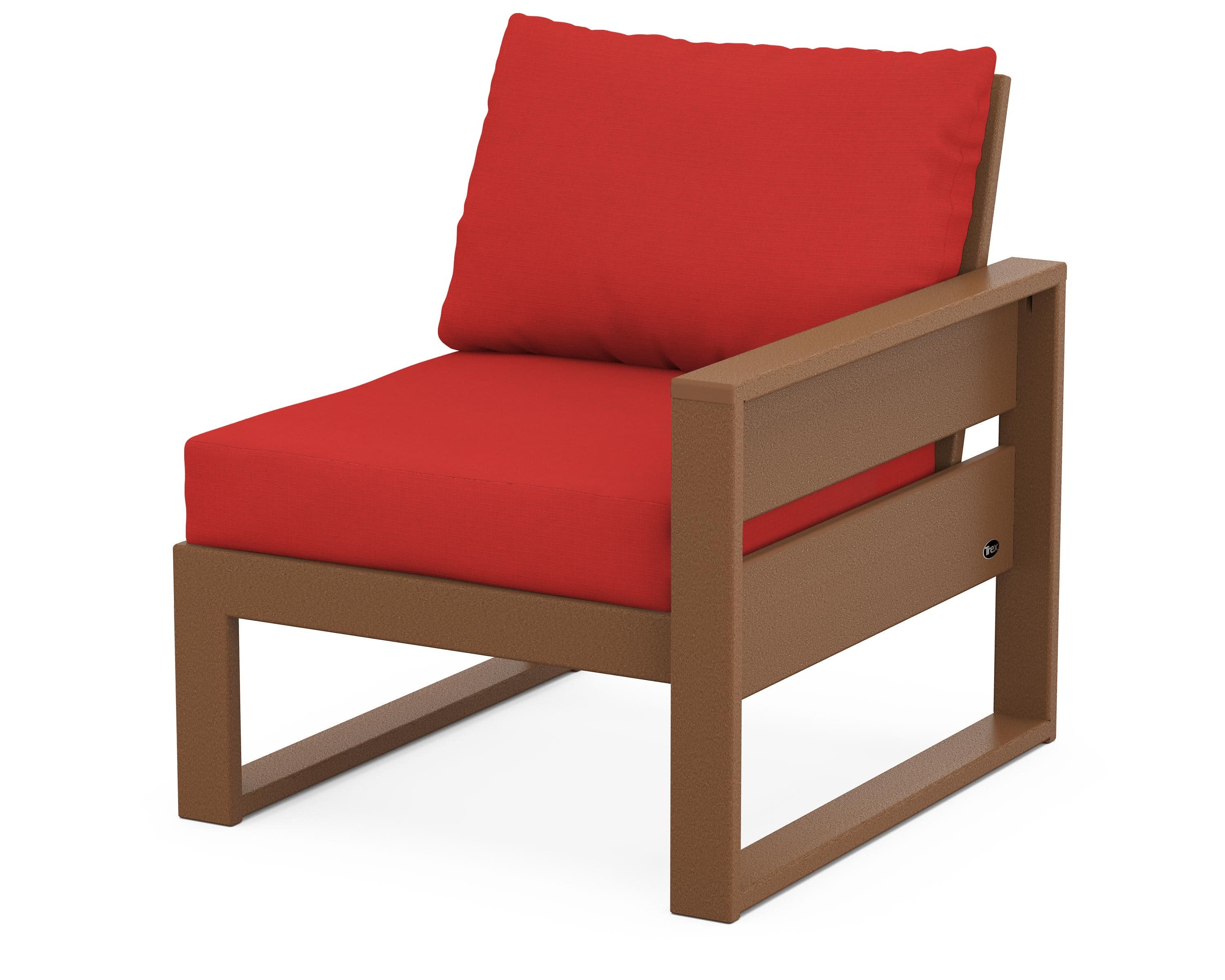 Eastport Modular Right Arm Chair in Tree House / Crimson Linen