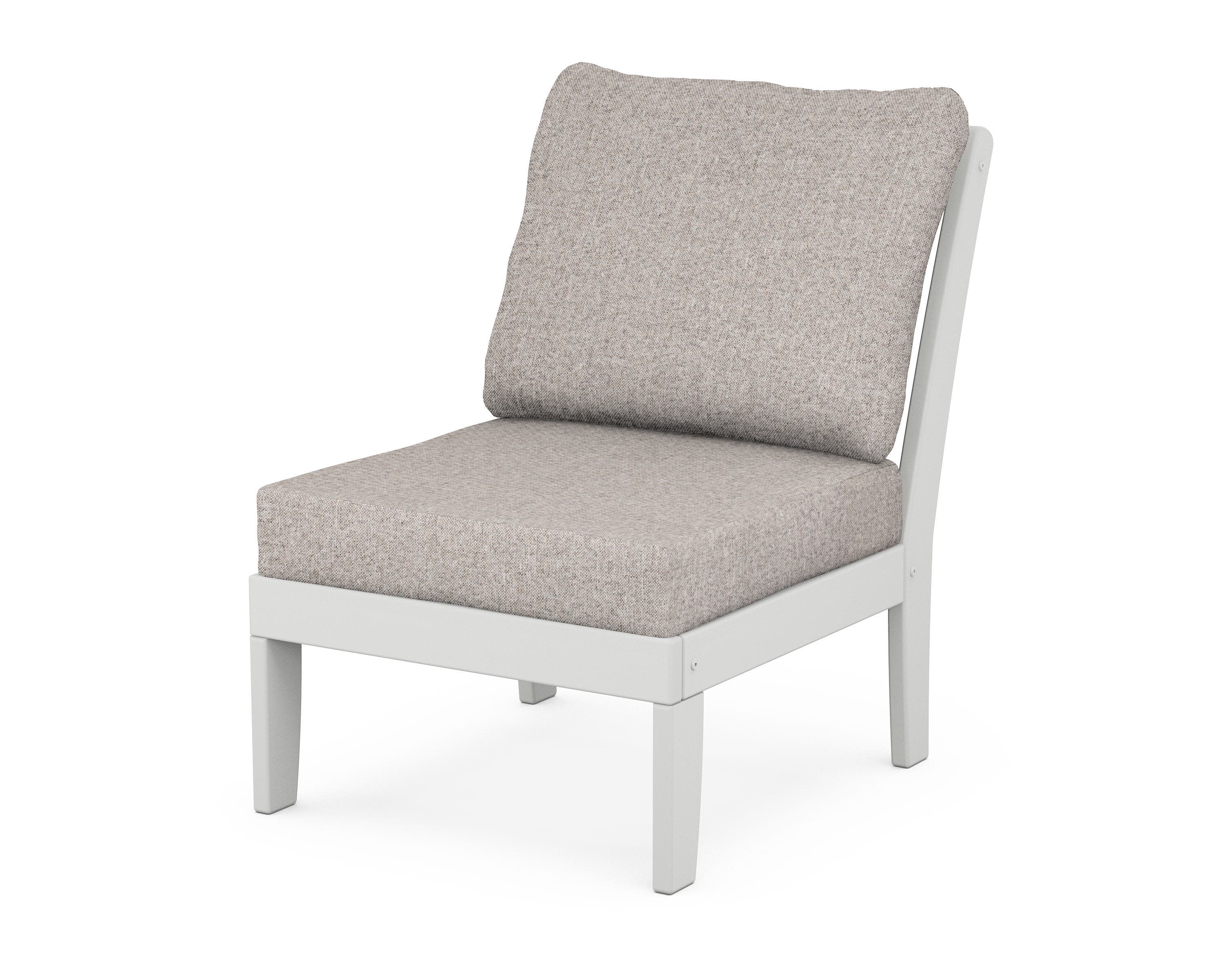 Yacht Club Modular Armless Chair in Classic White / Weathered Tweed