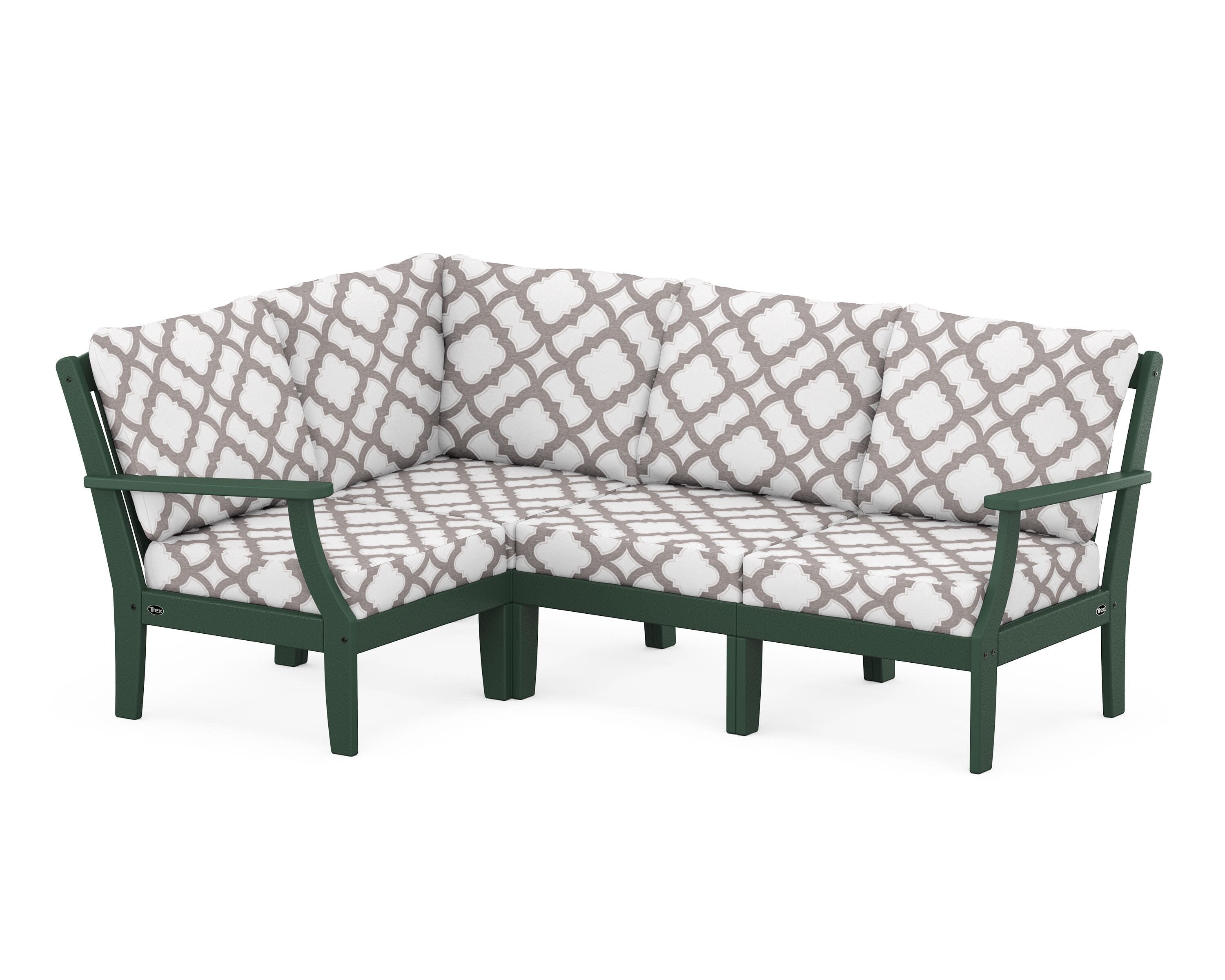 Yacht Club Modular 4-Piece Deep Seating Set in Rainforest Canopy / Trellis Grey Mist
