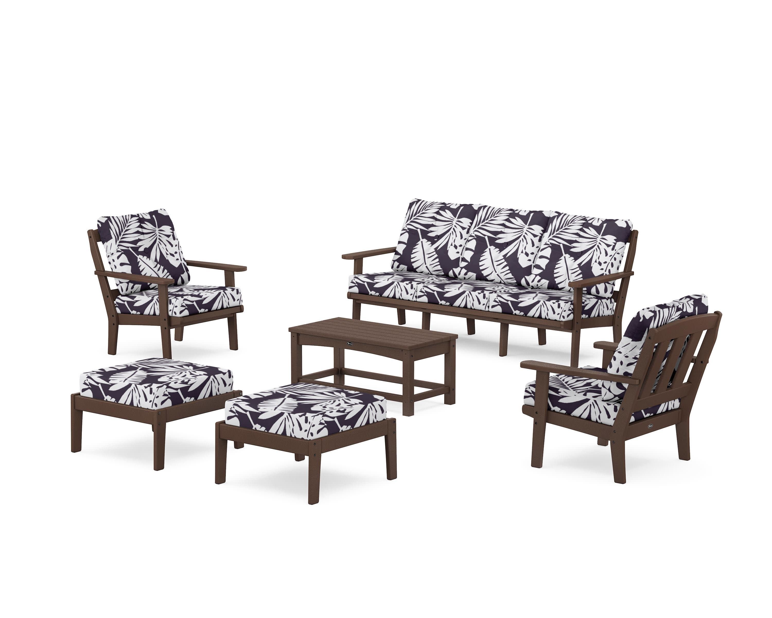 Cape Cod 6-Piece Lounge Sofa Set in Vintage Lantern / Leaf Navy