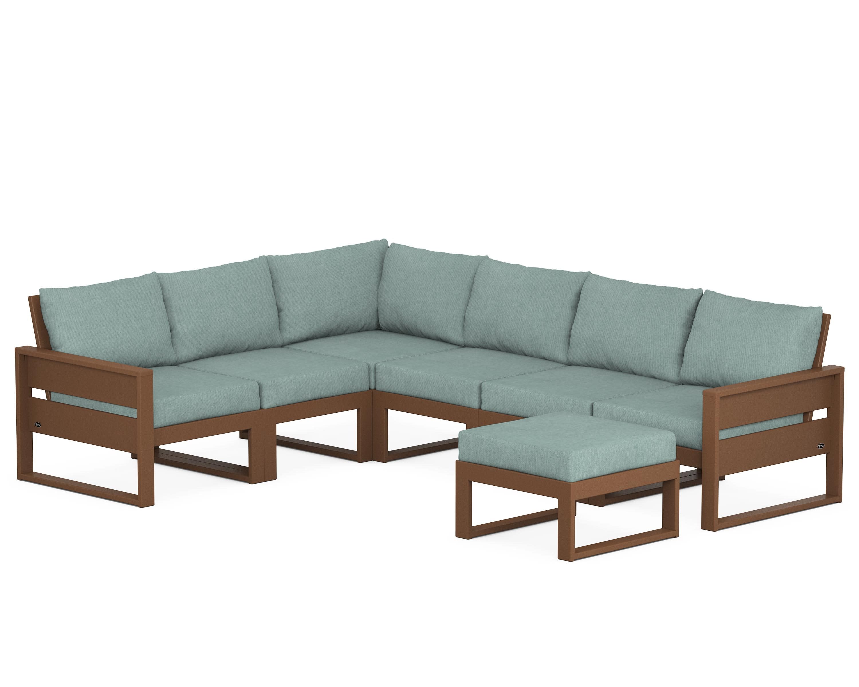 Eastport 6-Piece Sectional with Ottoman in Tree House / Glacier Spa