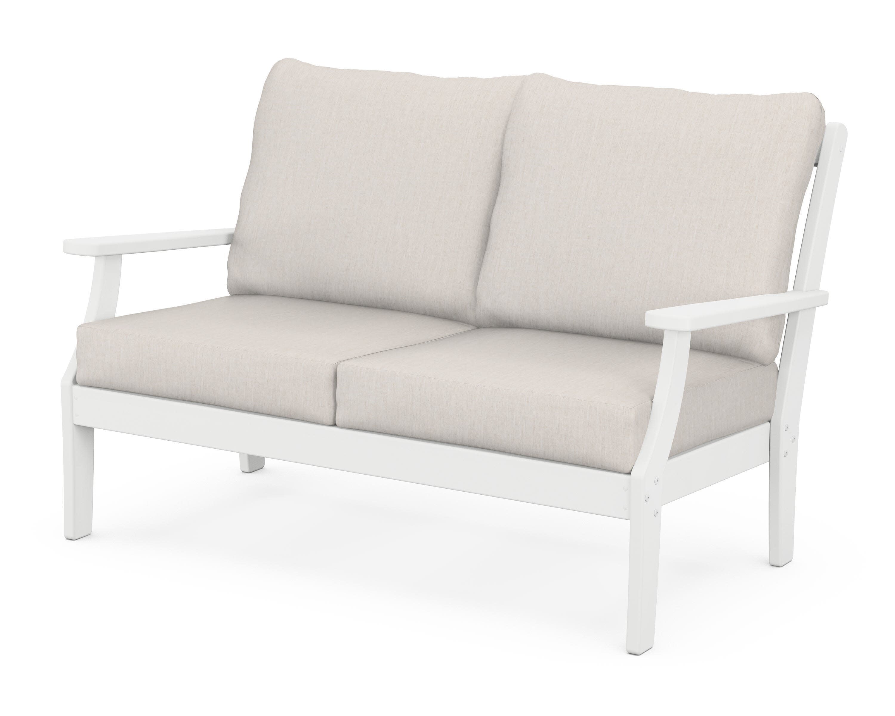Yacht Club Deep Seating Loveseat in Classic White / Cast Ash