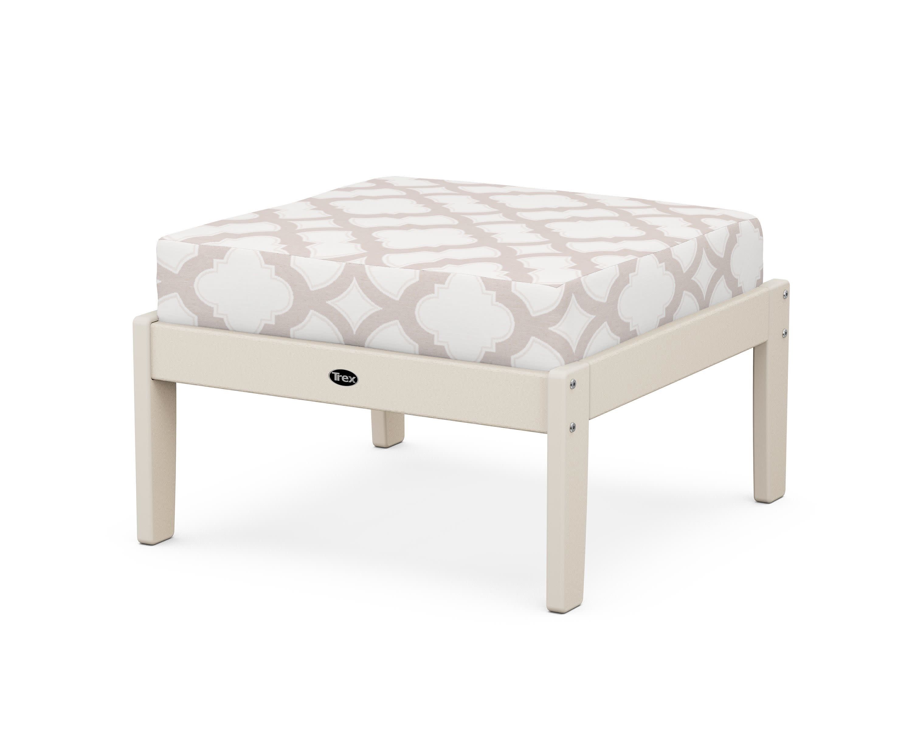 Yacht Club Deep Seating Ottoman in Sand Castle / Trellis Dune Burlap