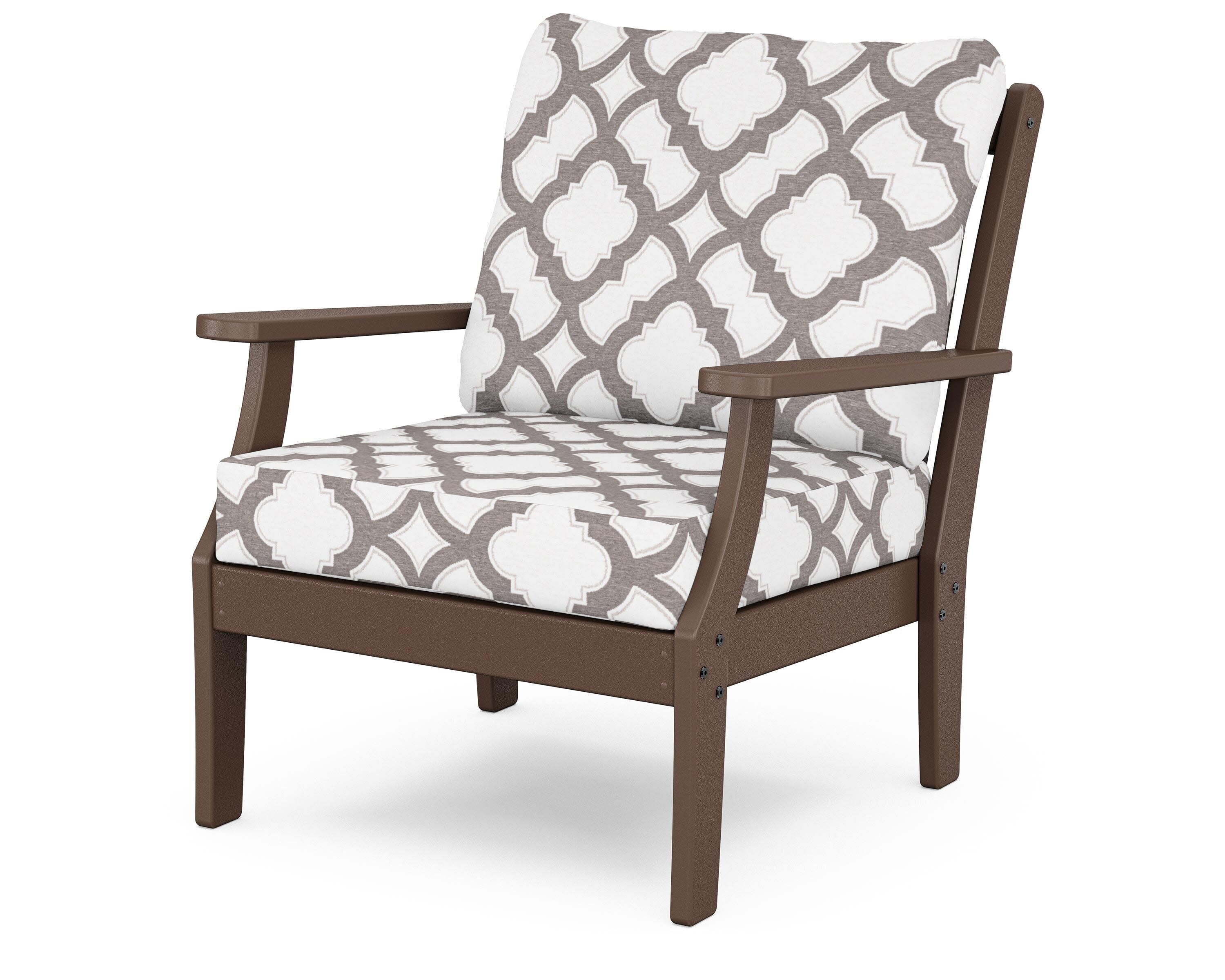 Yacht Club Deep Seating Chair in Vintage Lantern / Trellis Grey Mist