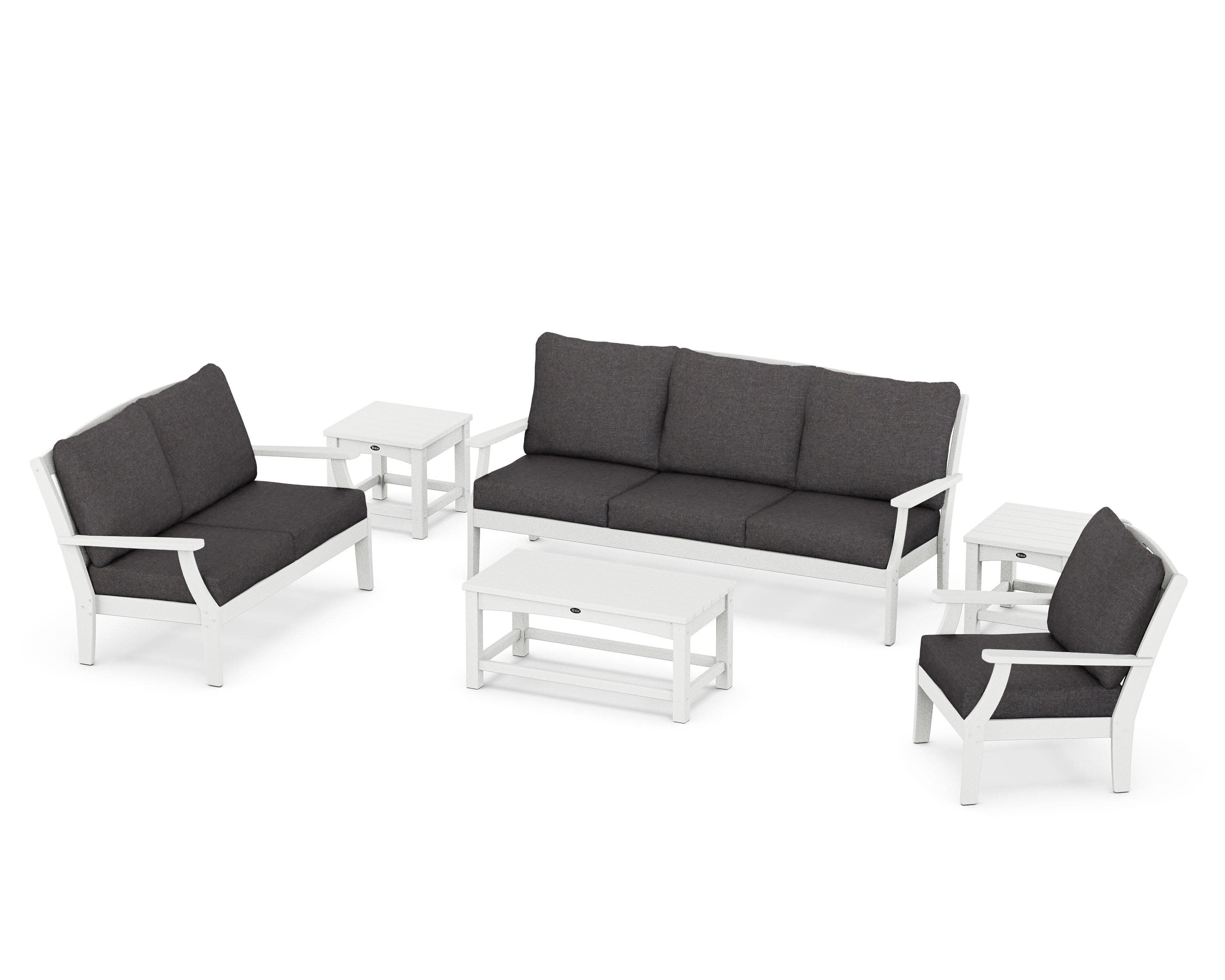Yacht Club 6-Piece Deep Seating Set in Classic White / Ash Charcoal
