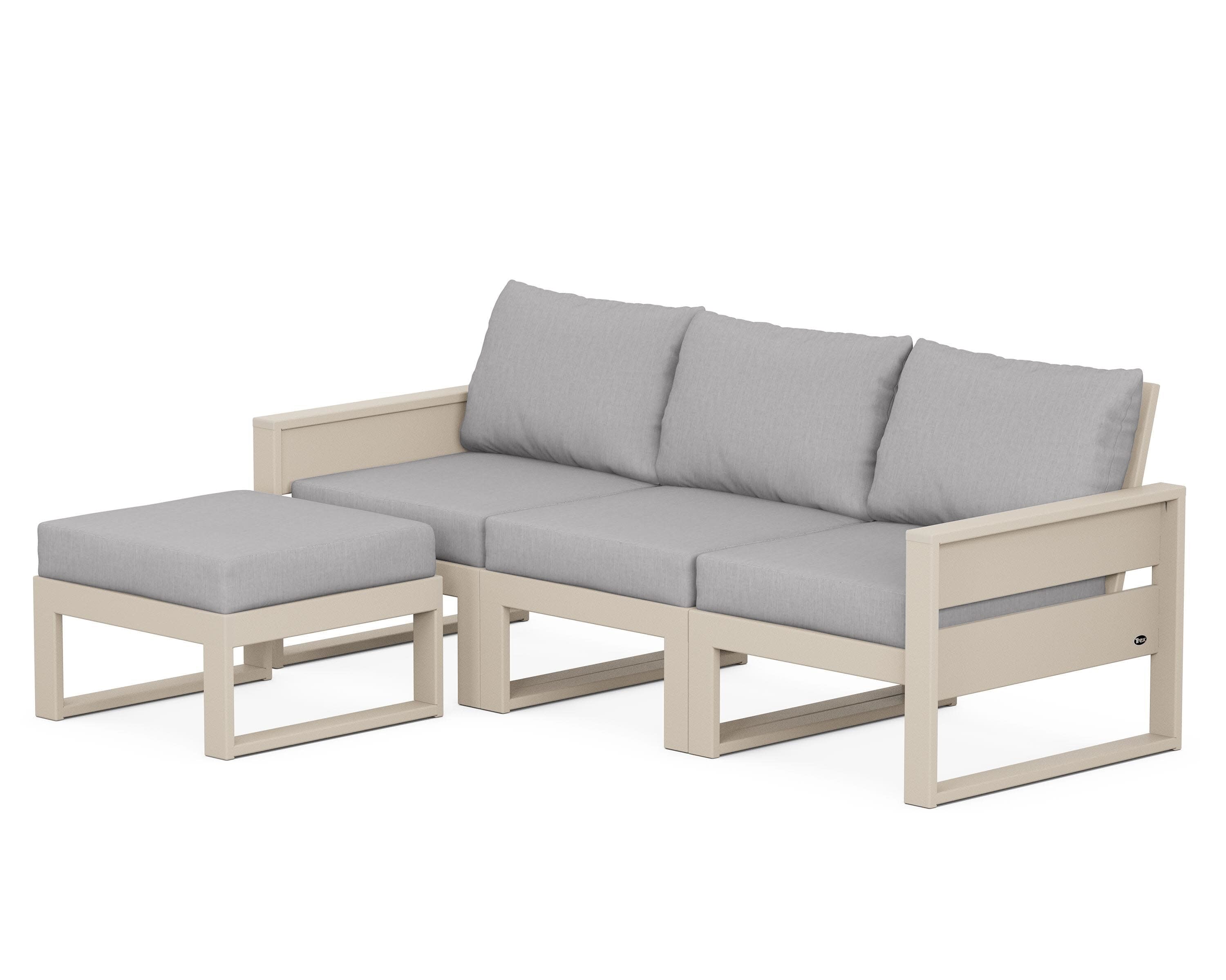 Eastport 4- Piece Sectional with Ottoman in Sand Castle / Granite