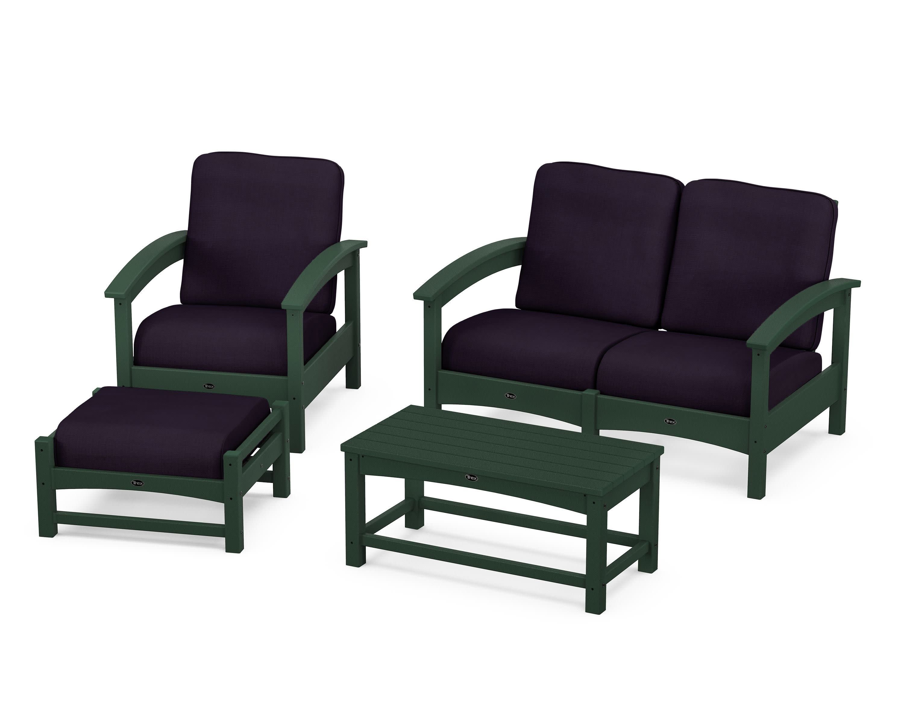 Rockport 4-Piece Deep Seating Conversation Group in Rainforest Canopy / Navy Linen