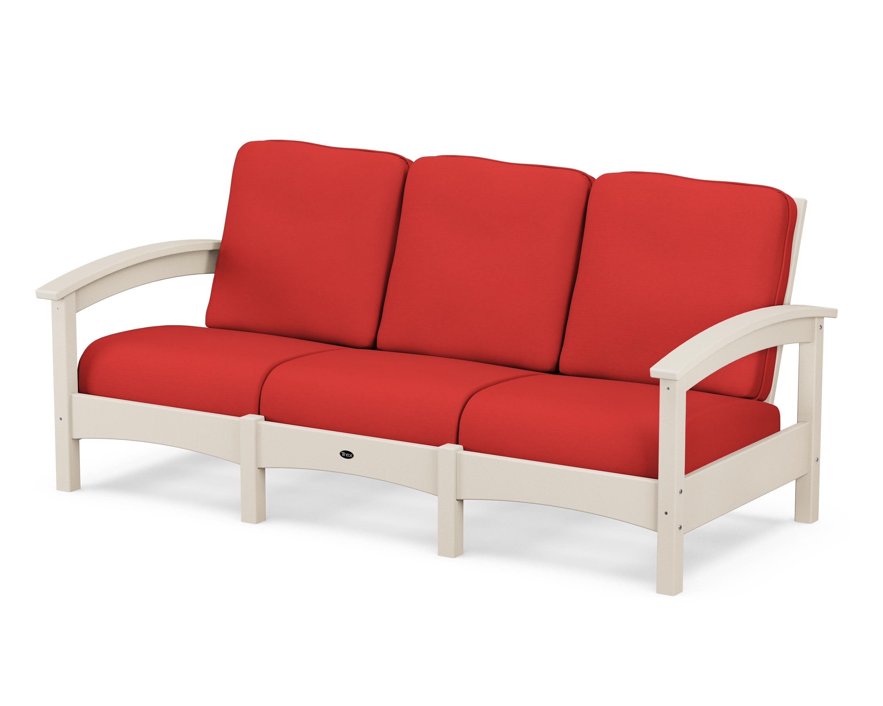Rockport Club Sofa in Sand Castle / Crimson Linen