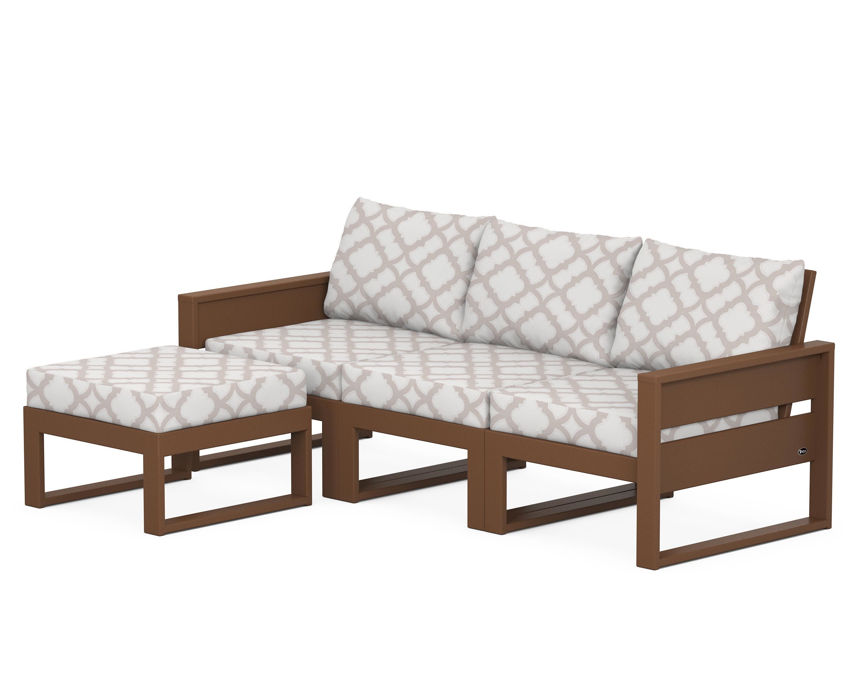 Eastport 4- Piece Sectional with Ottoman in Tree House / Trellis Dune Burlap