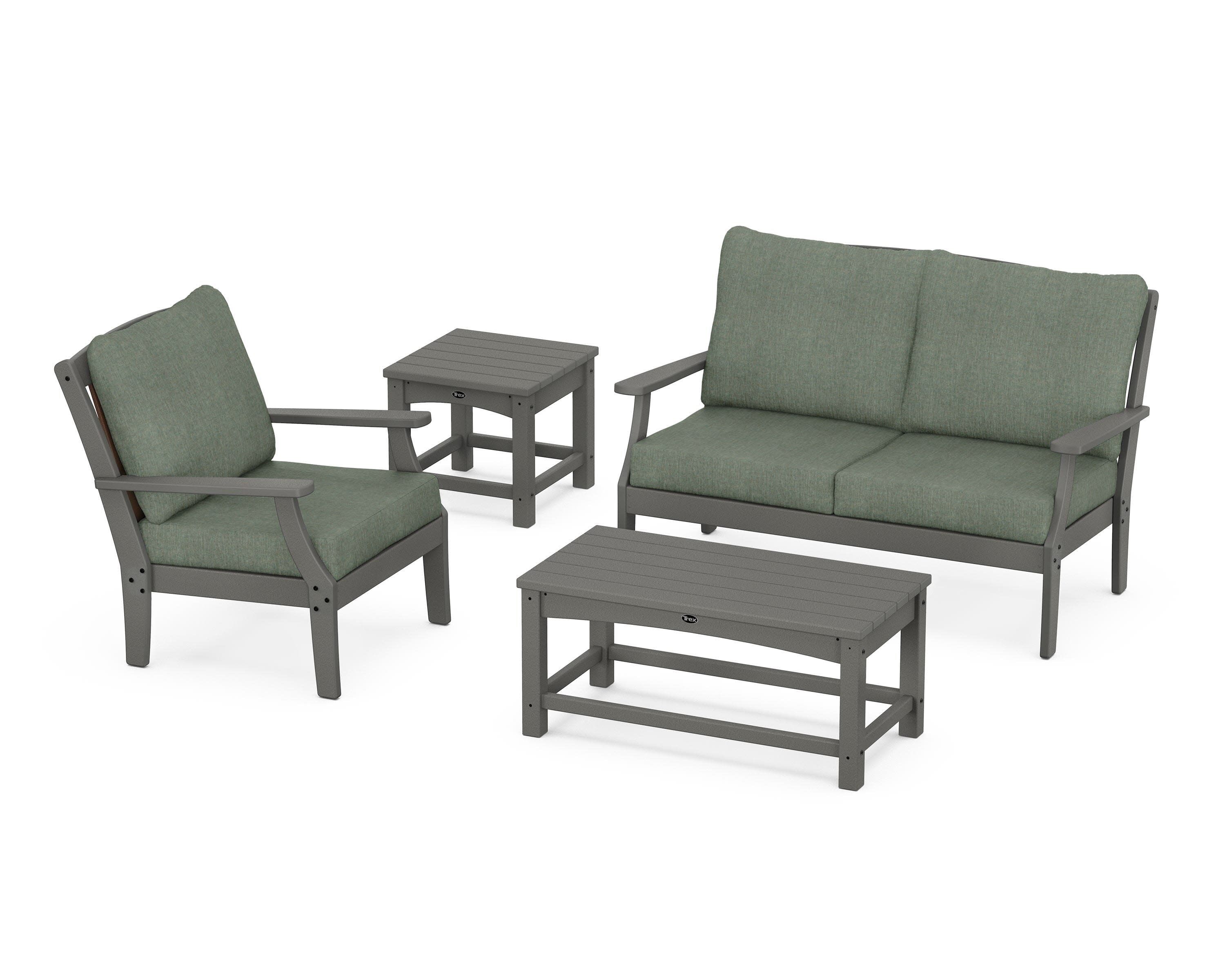 Yacht Club 4-Piece Deep Seating Set in Stepping Stone / Cast Sage