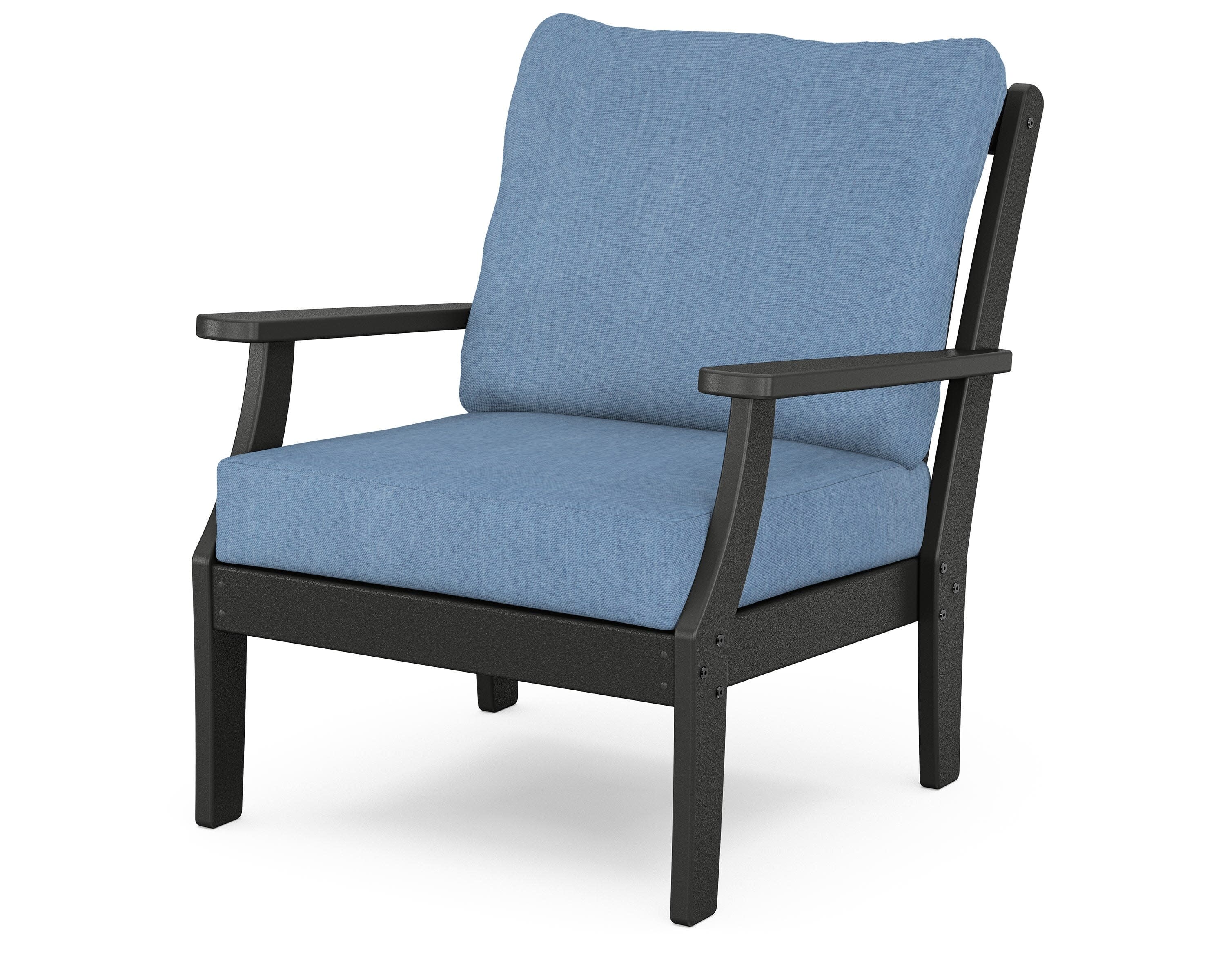 Yacht Club Deep Seating Chair in Charcoal Black / Sky Blue