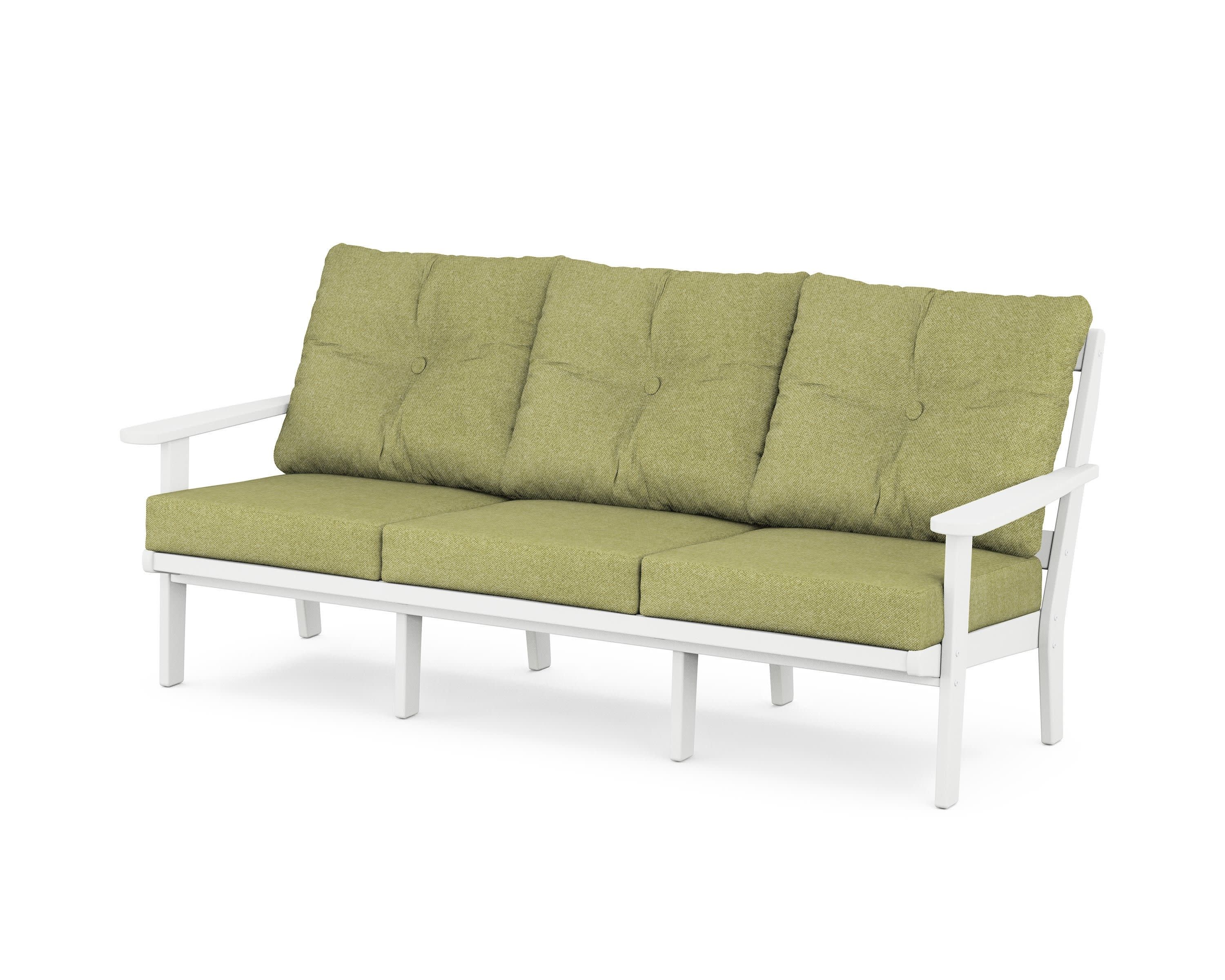Cape Cod Deep Seating Sofa in Classic White / Chartreuse Boucle