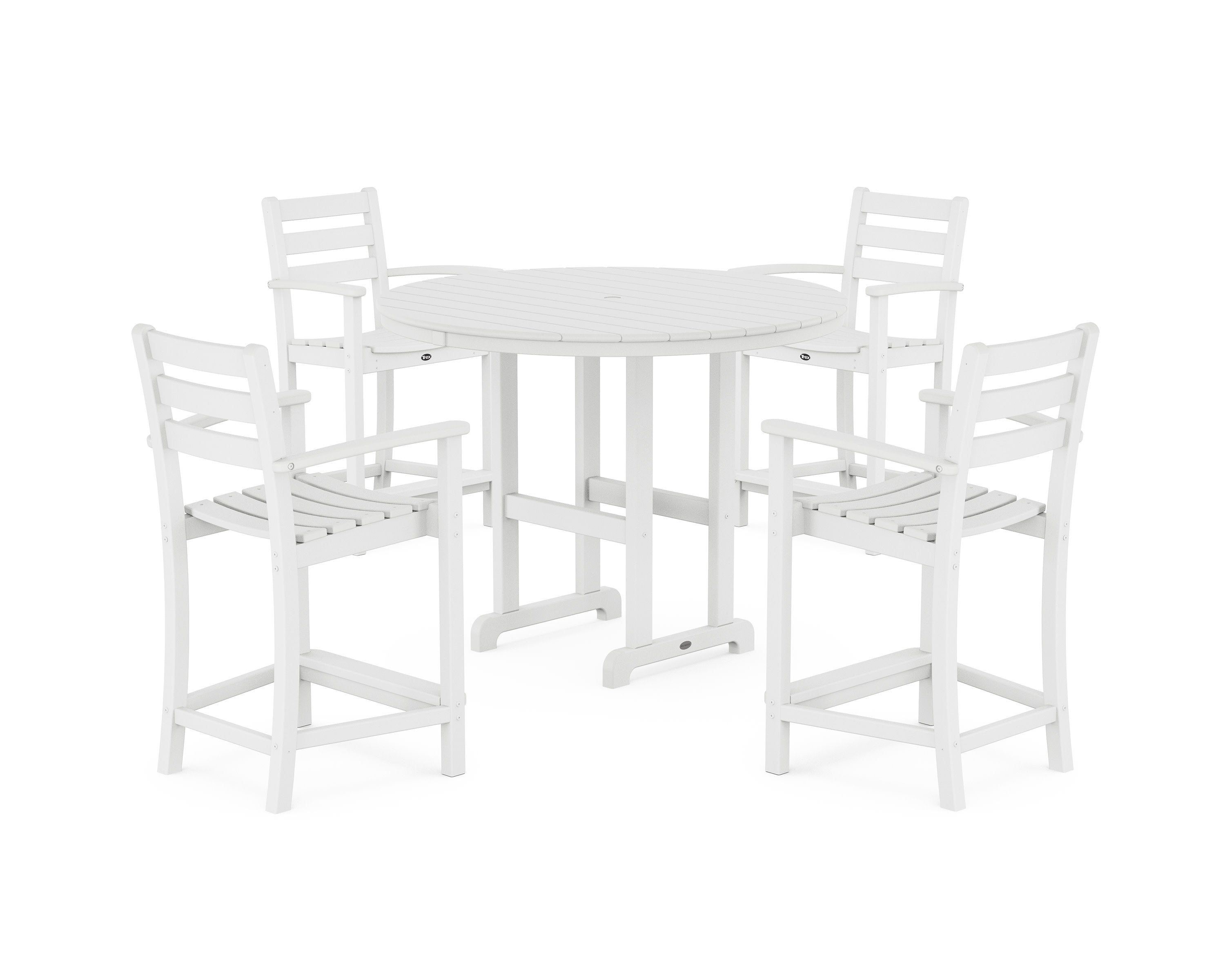 Monterey Bay 5-Piece Arm Chair Counter Set in Classic White
